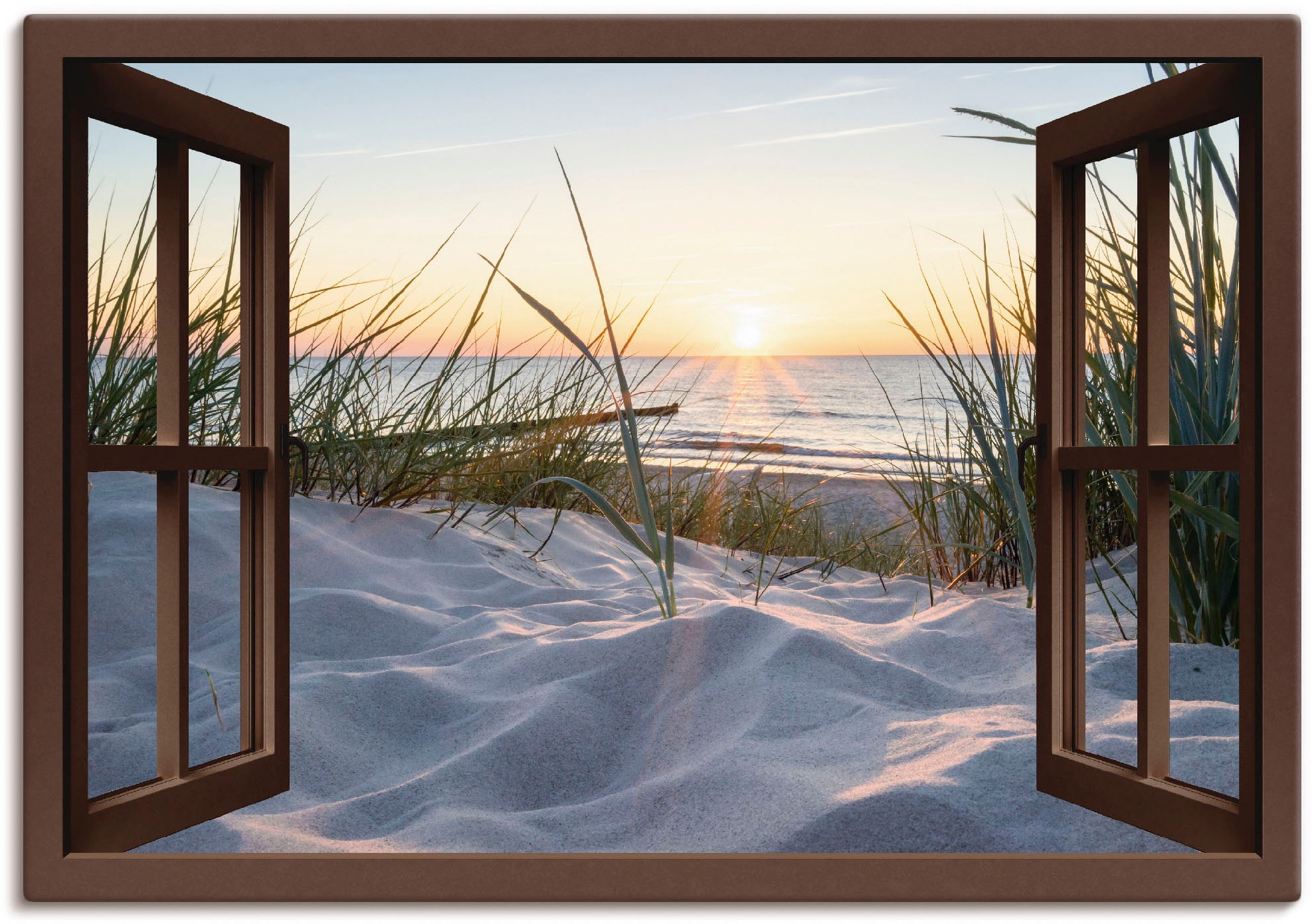 Image of Artland Wandbild "Ostseestrand durchs Fenster" Meer Bilder 1 Stk. tlg. als Alubild, Leinwandbild in verschied. Grössen