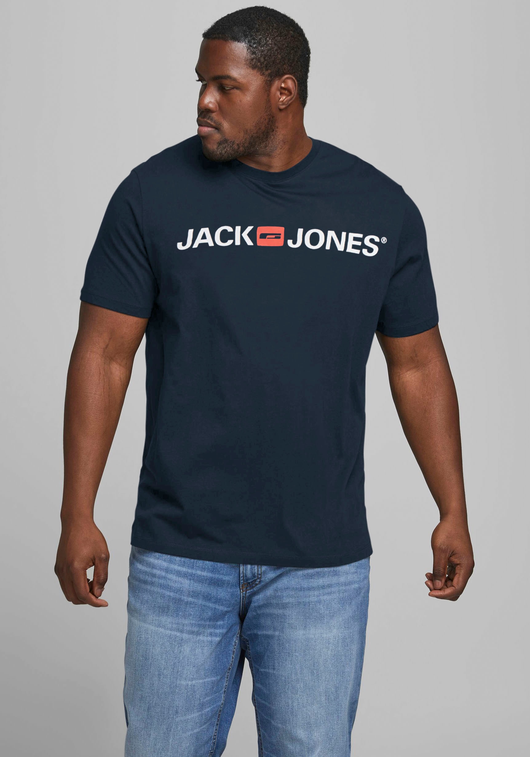 Image of Jack & Jones PlusSize T-Shirt "CORP mit Print und bequemem Rundhals" bedruckt, modisch, regular fit, Baumwolle, Rundhals