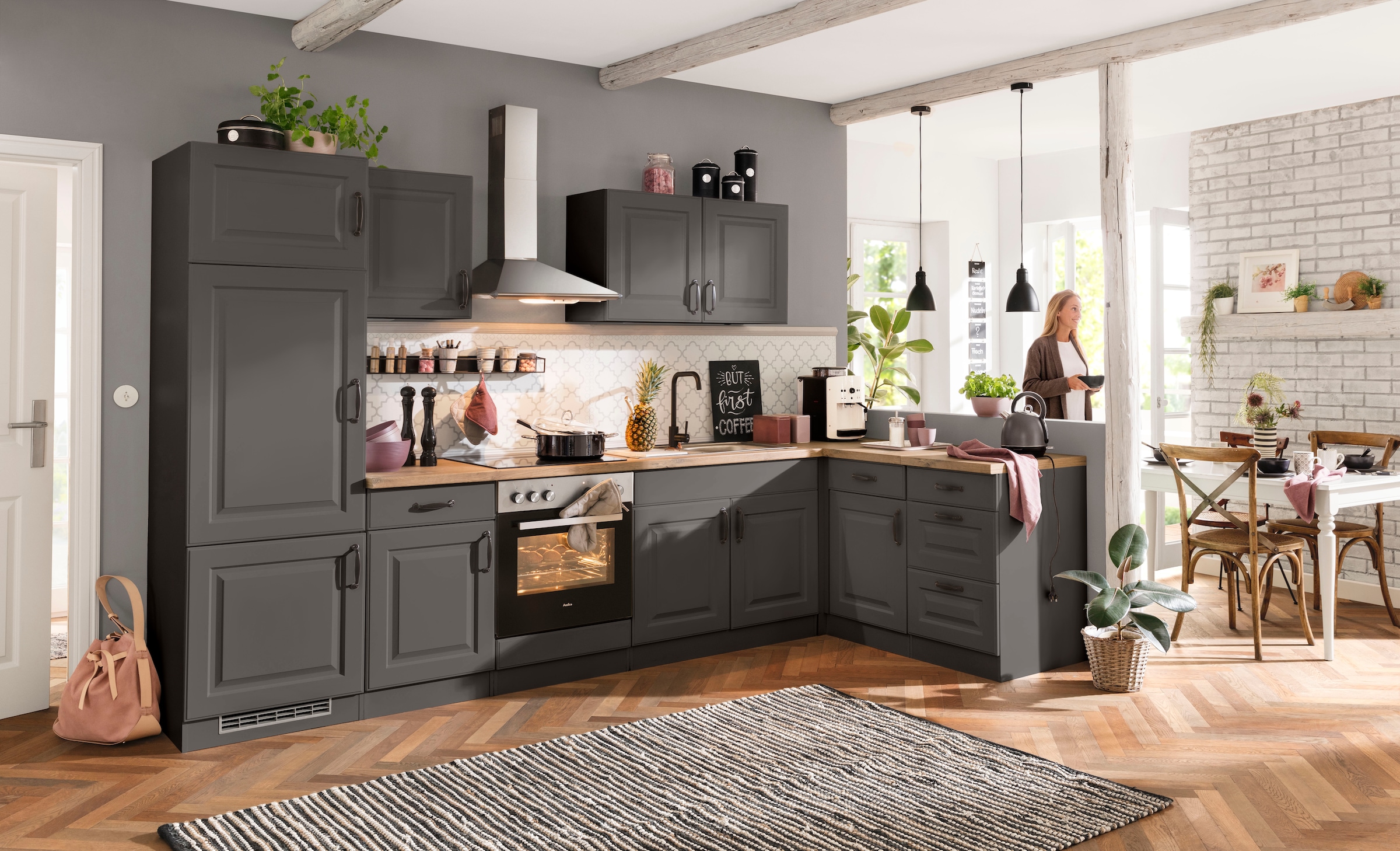 wiho Küchen Eckunterschrank »Erla«, 110 cm breit mit Kassettenfront