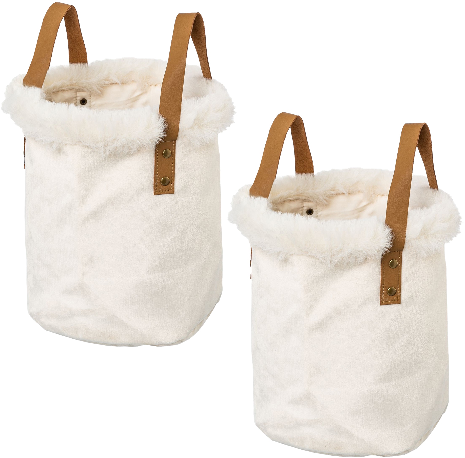 Creativ home Organizer "Weihnachtsdeko" mit Kunstfellrand und Henkel, Höhe 20 cm, auch als Übertopf geeignet