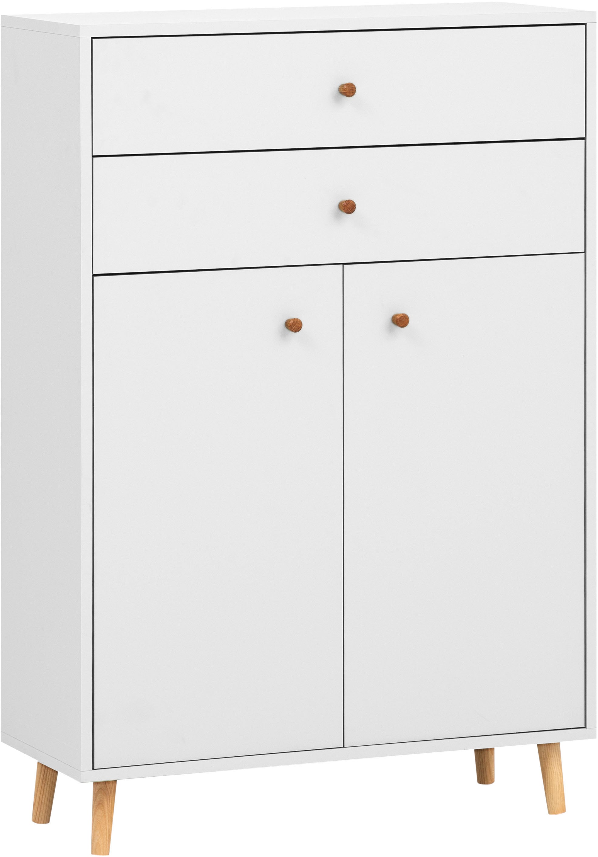 Image of Schildmeyer Midischrank "Bjarne, Breite 77 cm" Mit Metallbeschlägen, Griffe und Möbelfüsse aus Massivholz