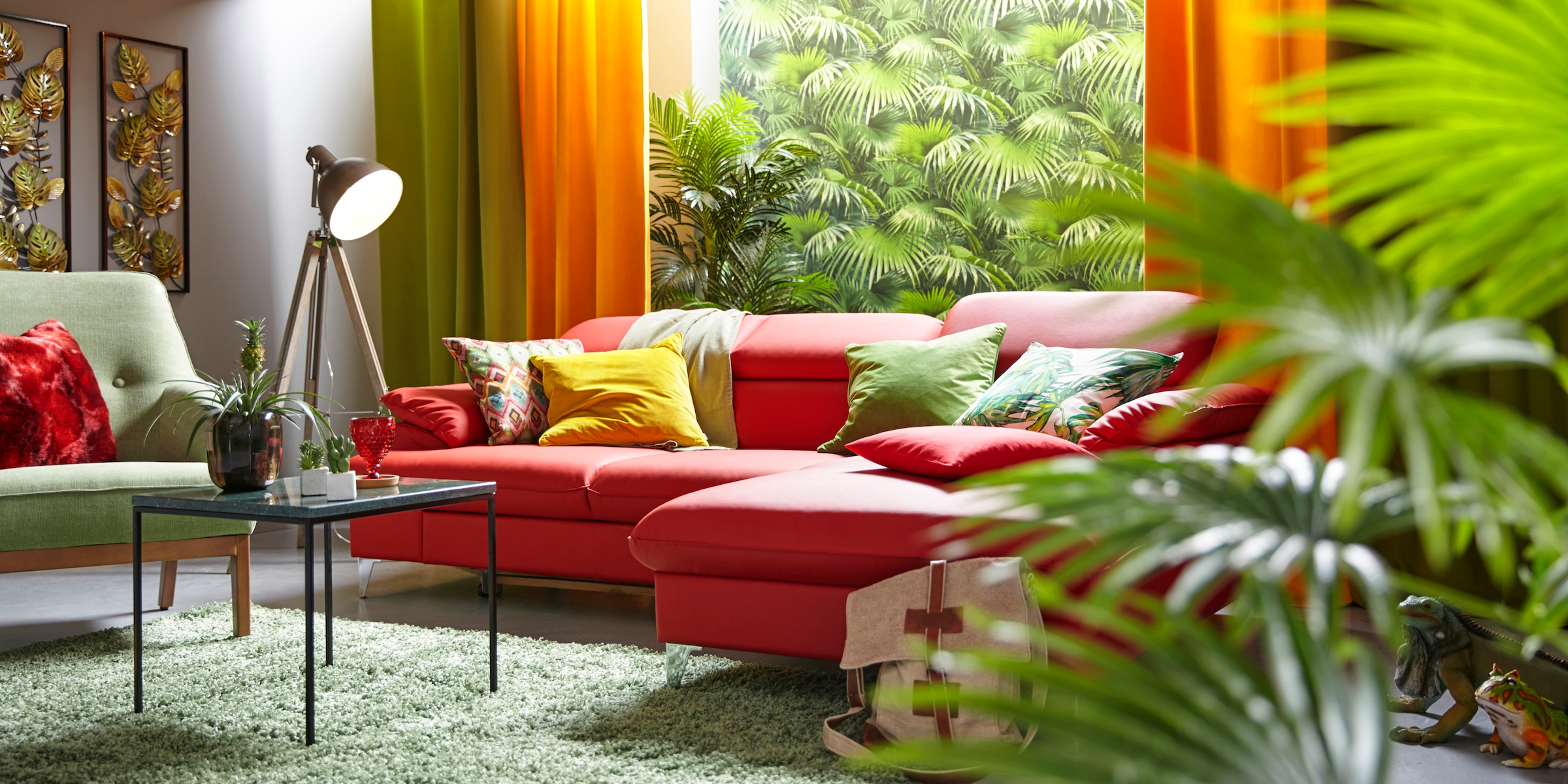 COTTA Polstergarnitur »Caluso L-Form«, (2 tlg.), Set bestehend aus: Ecksofa mit Kopfteilverstellung & Hocker