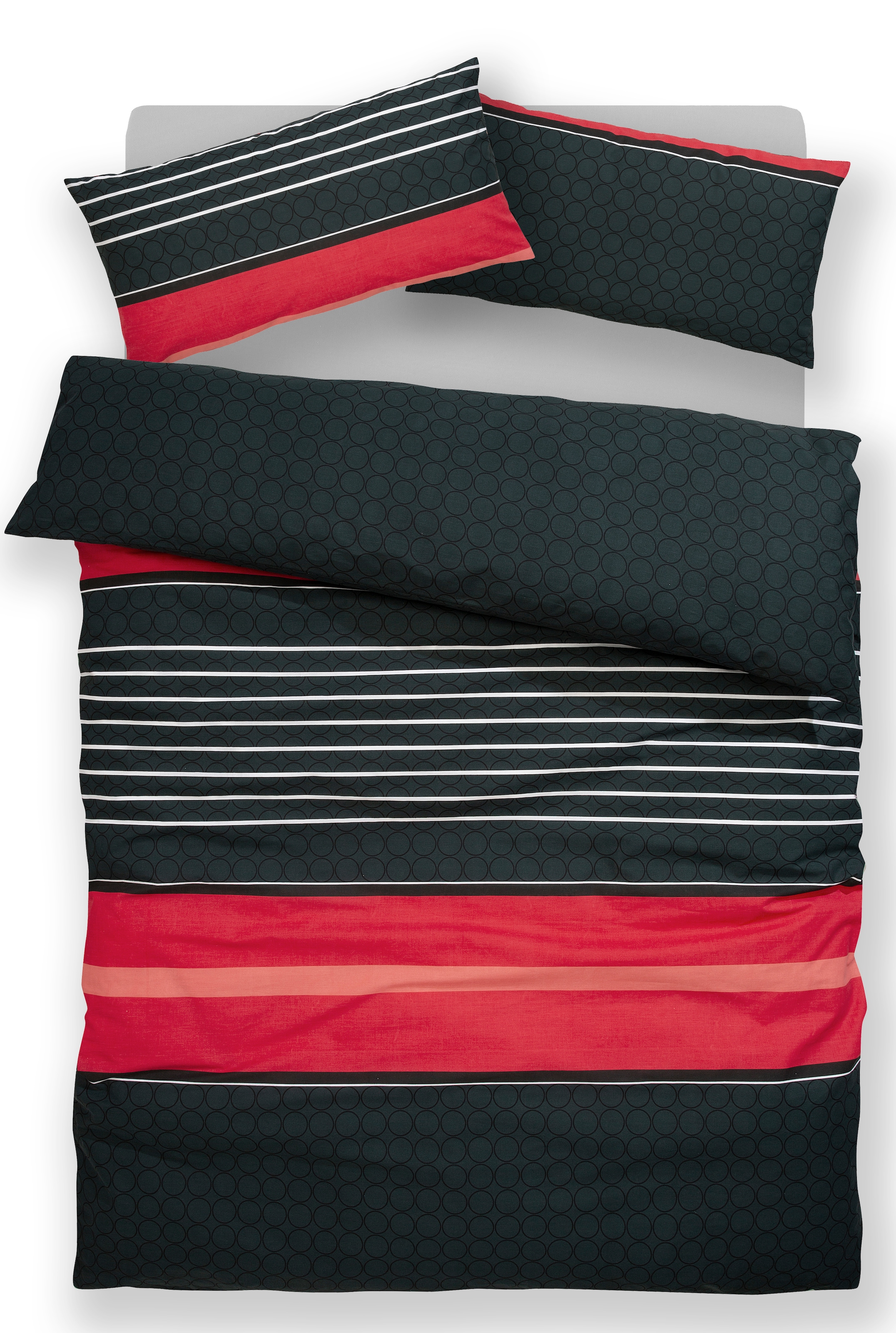 GOODproduct Linge de lit »Circle« 2 cuis tlg. Bettwäsche aus Baumwolle mit Streifen-Design, moderne Bettwäsche