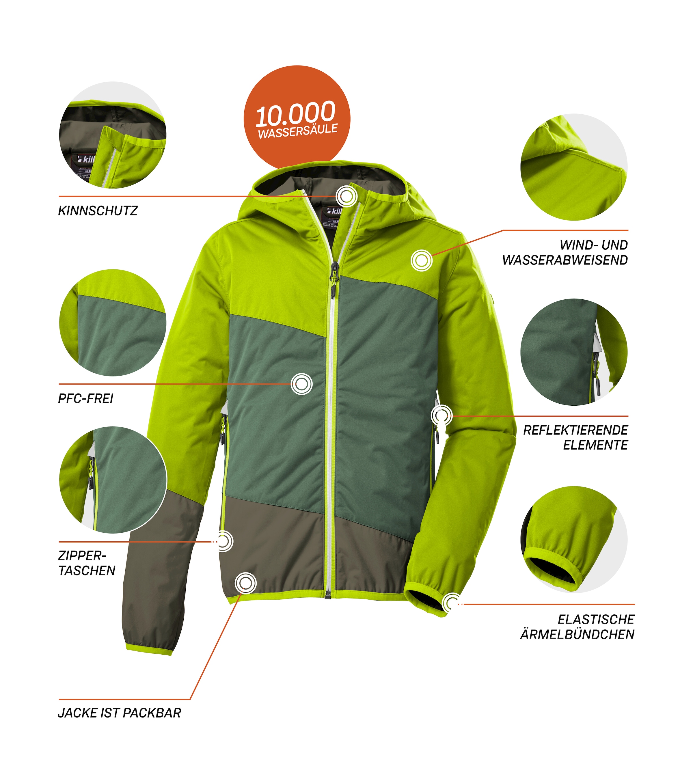 Killtec Outdoorjacke »KOS 223 BYS JCKT«, Wind- und wasserdichte Kinderjacke, verpackbar, reflektierend