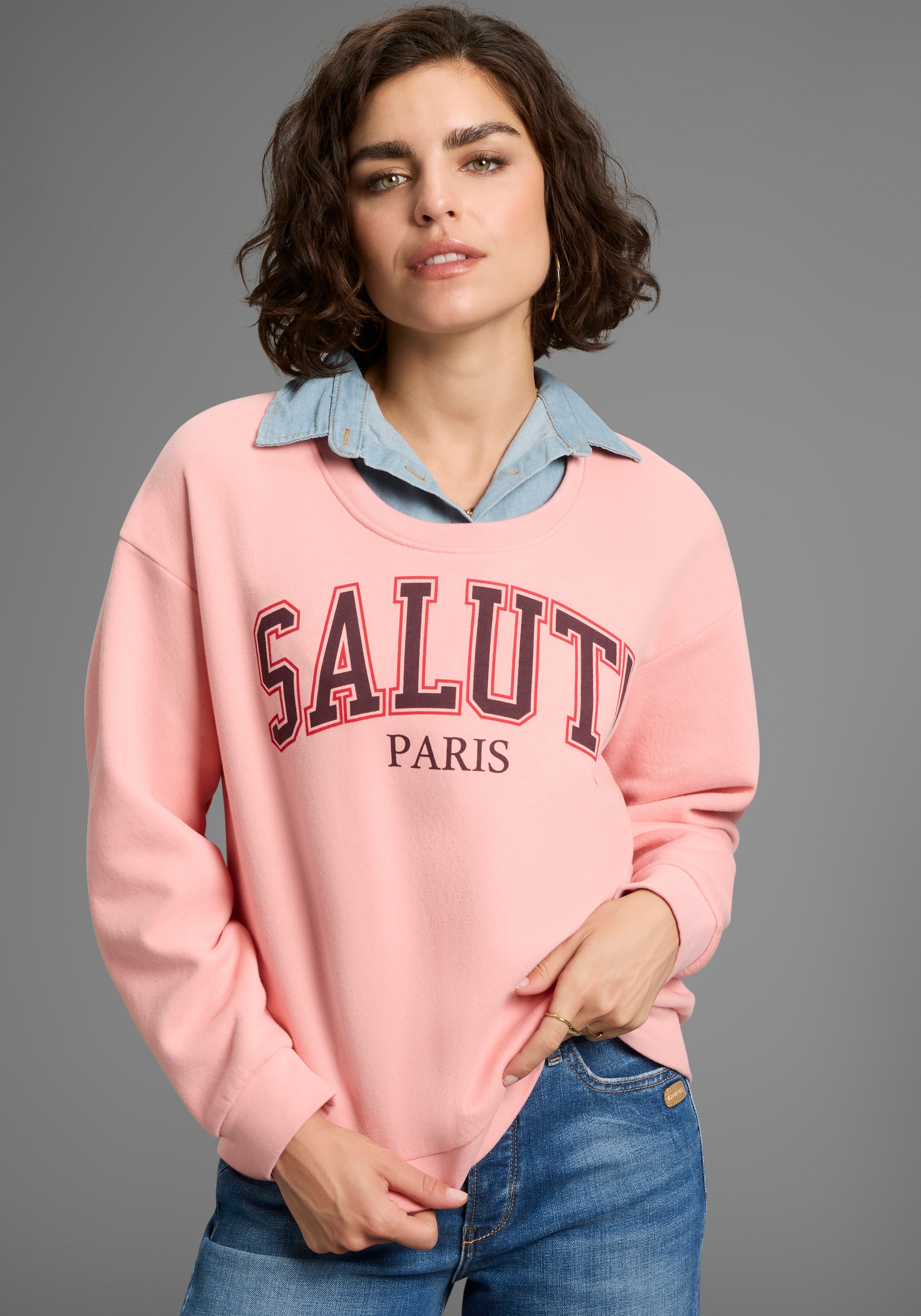 Image of Laura Scott Sweatshirt, Angeraute Sweatware mit modischem Print und Rundhals-Ausschnitt