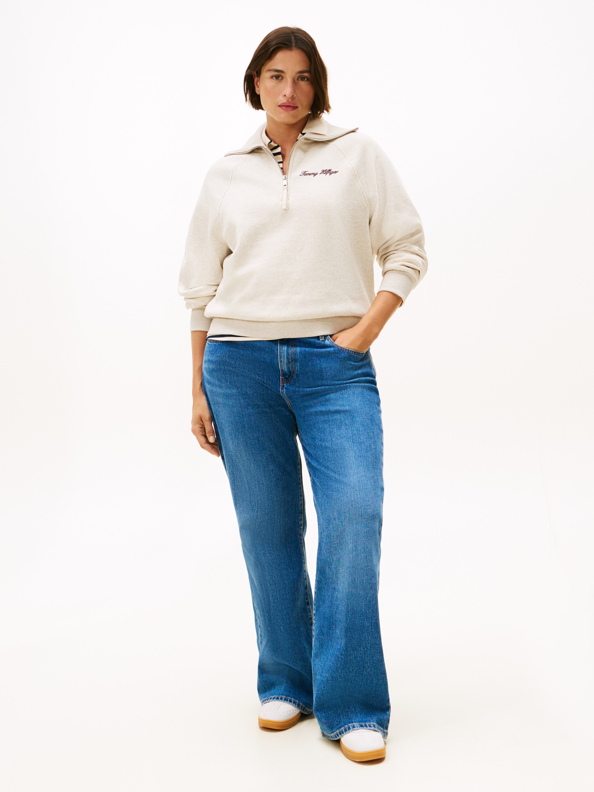 Tommy Hilfiger Curve Sweatshirt »CRV CLASSIC SCRIPT FLEECE 1/2ZIP«, in grossen Grössen