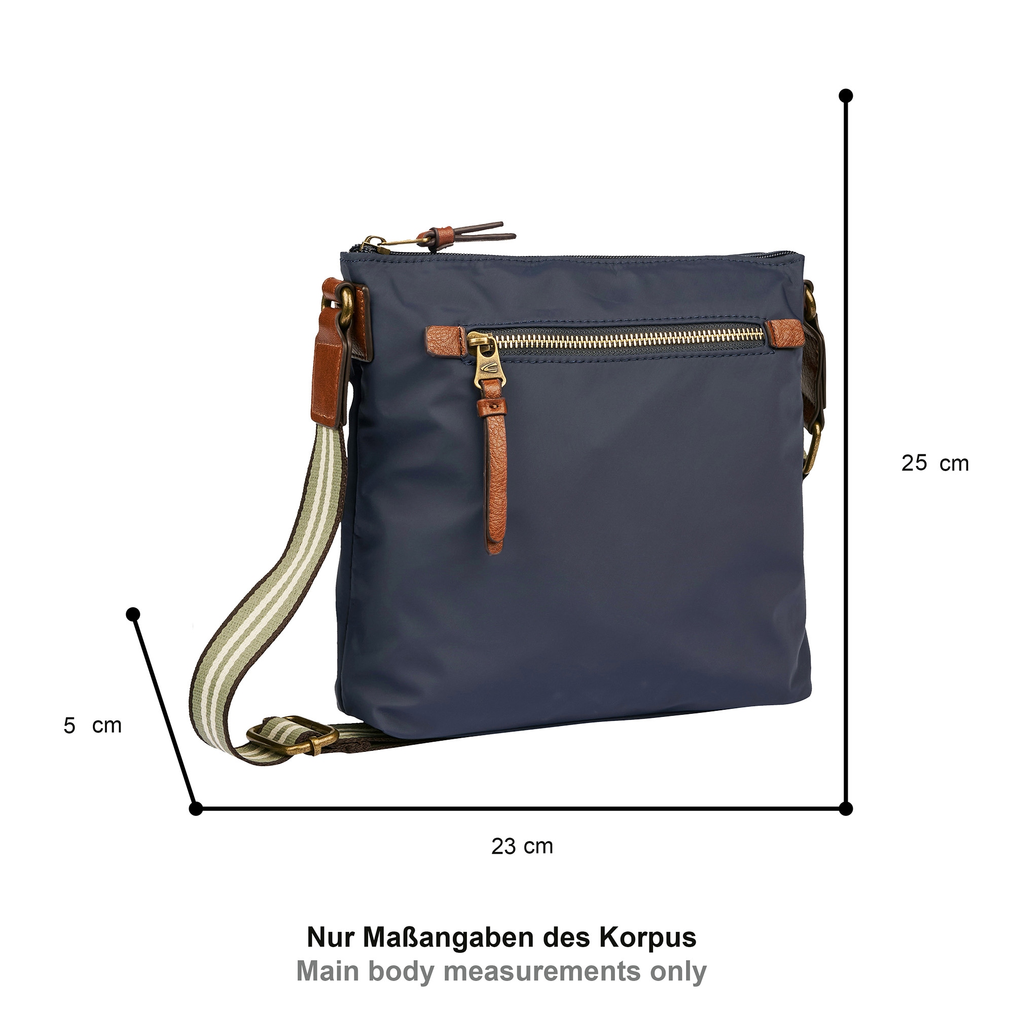 camel active Sac à bandoulière »Bari« en nylon mat de haute qualité avec sangle tissée rayée