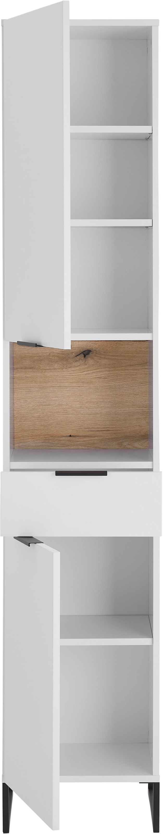 BASIC by Balculina Armoire haute »Denver Hochschrank, Badezimmerschrank BxHxT 38x195x32« 1 cuis tlg. Largeur 38 cm, porte montable G/D, Softclose