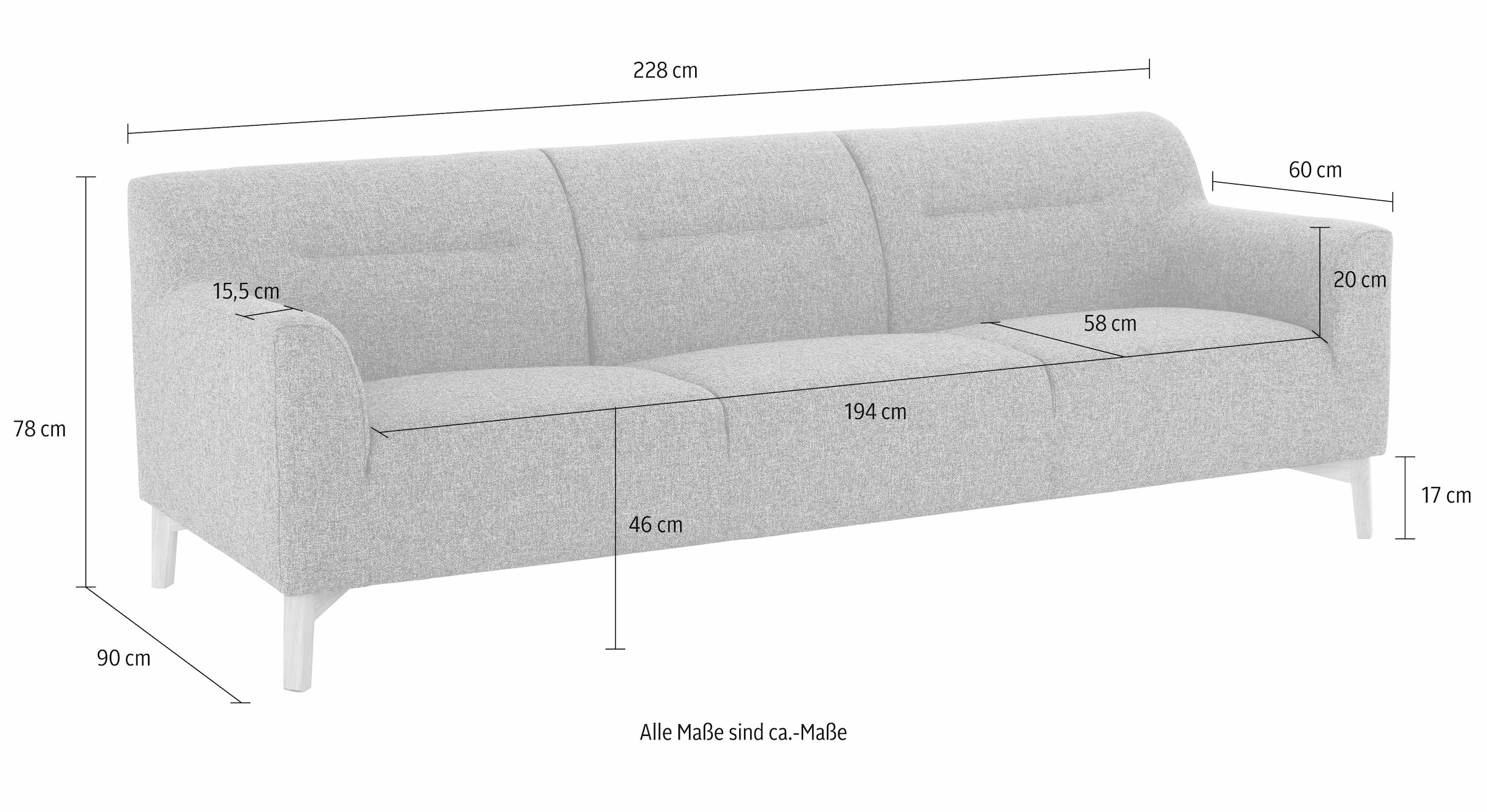 andas 3-Sitzer »Kiruna«, bequemer Sitzkomfort, mit abgerundeten Armlehnen  kaufen