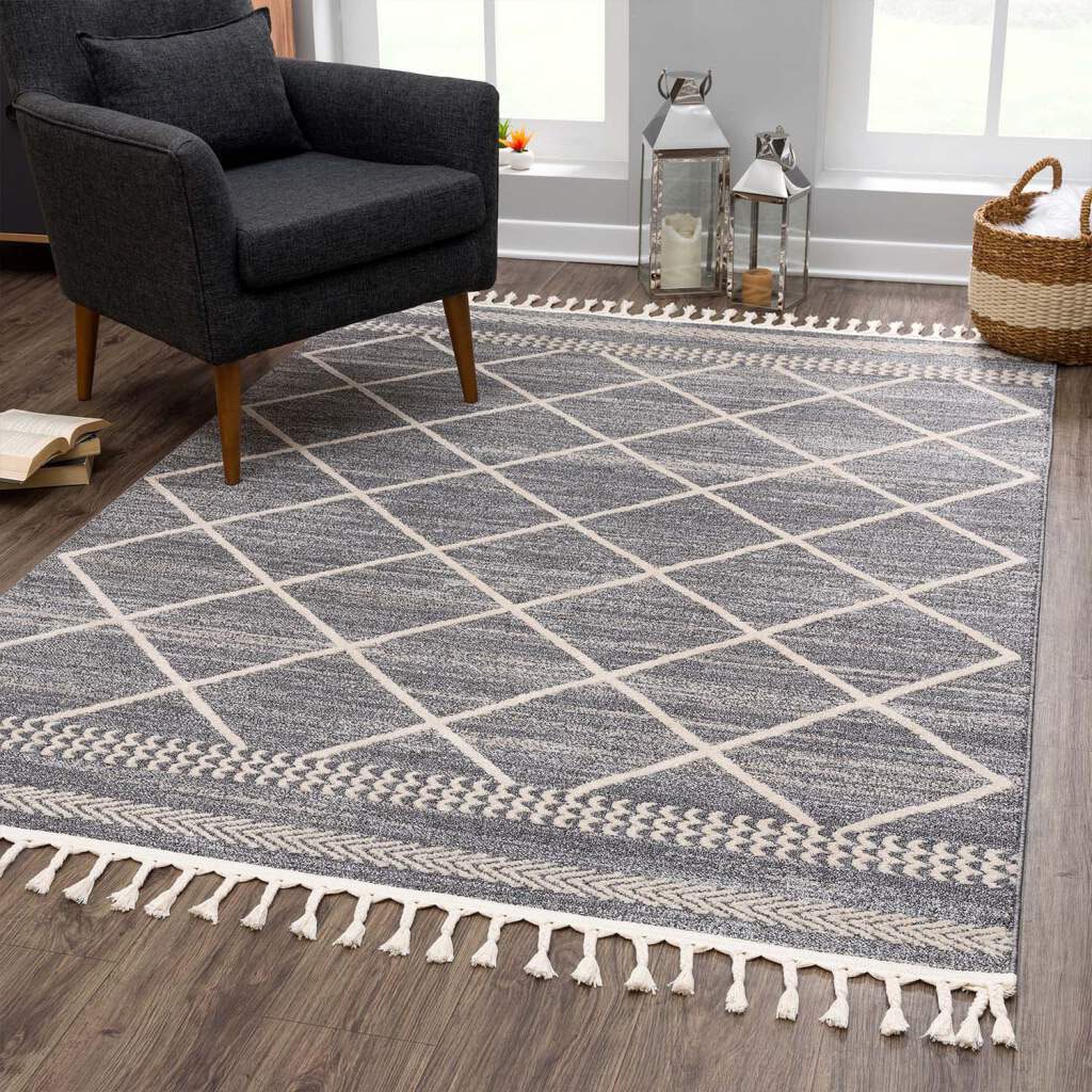 Image of Carpet City Teppich "Art 2645" rechteckig 7 mm Höhe Läufer, Kurzflor, mit Kettfäden, Rauten-Optik