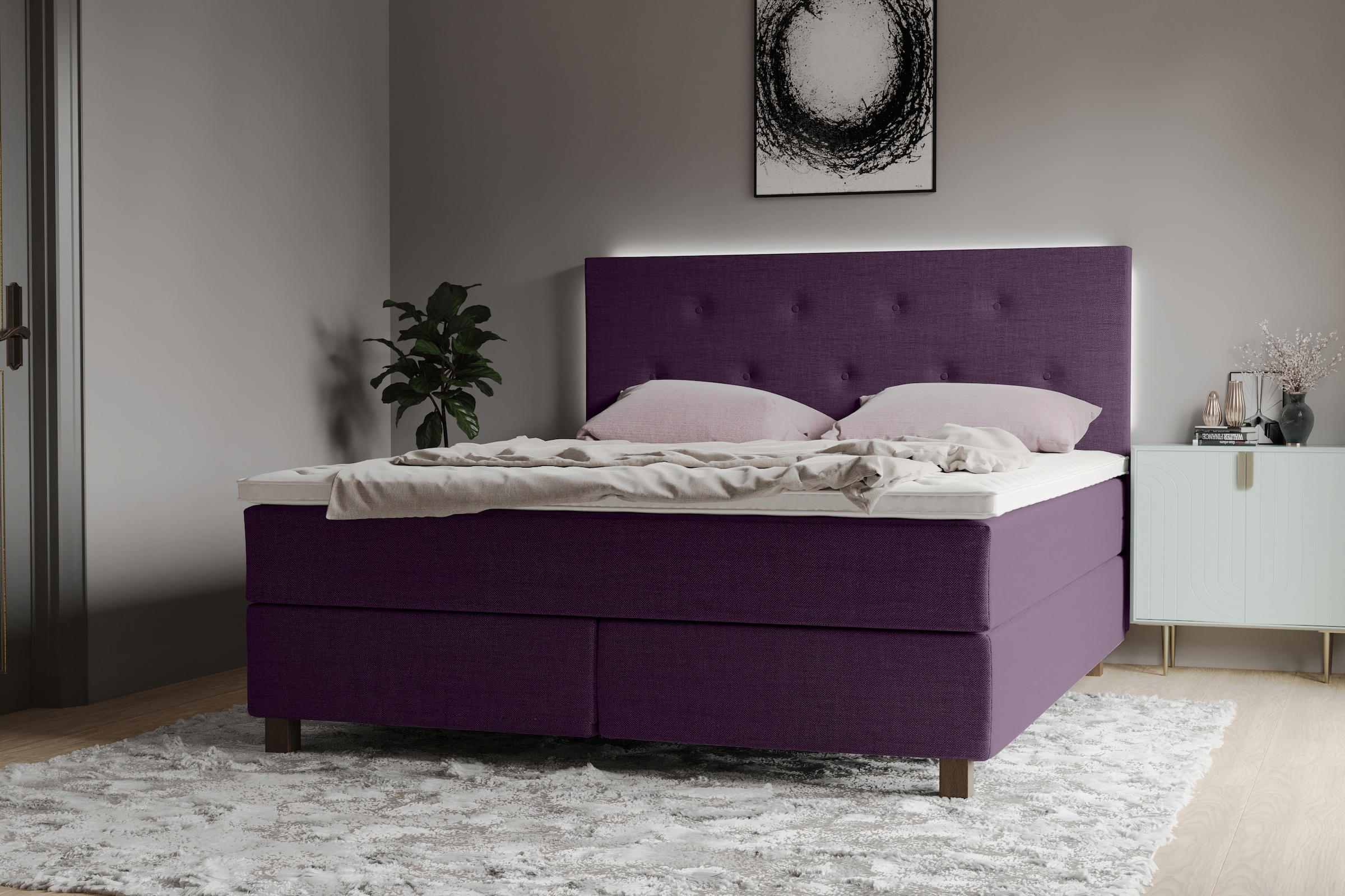 Image of Home affaire Boxspringbett "Alenika" mit LED - Beleuchtung, mit Taschen-Federkernmatratze