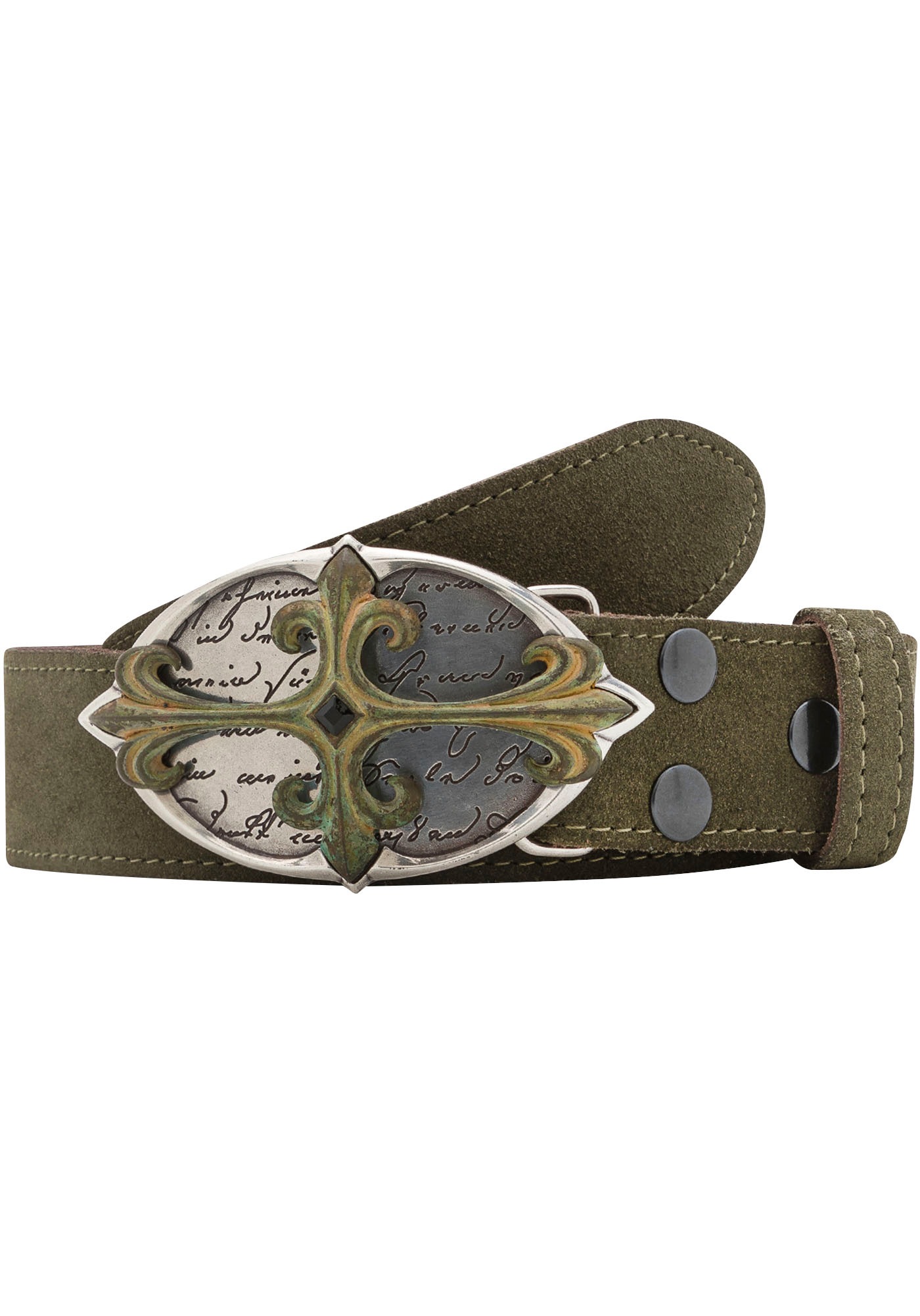 Image of Rettungsring Gürtel Ledergürtel mit austauschbarer Schliesse "Oval Kreuz Mit Stein"