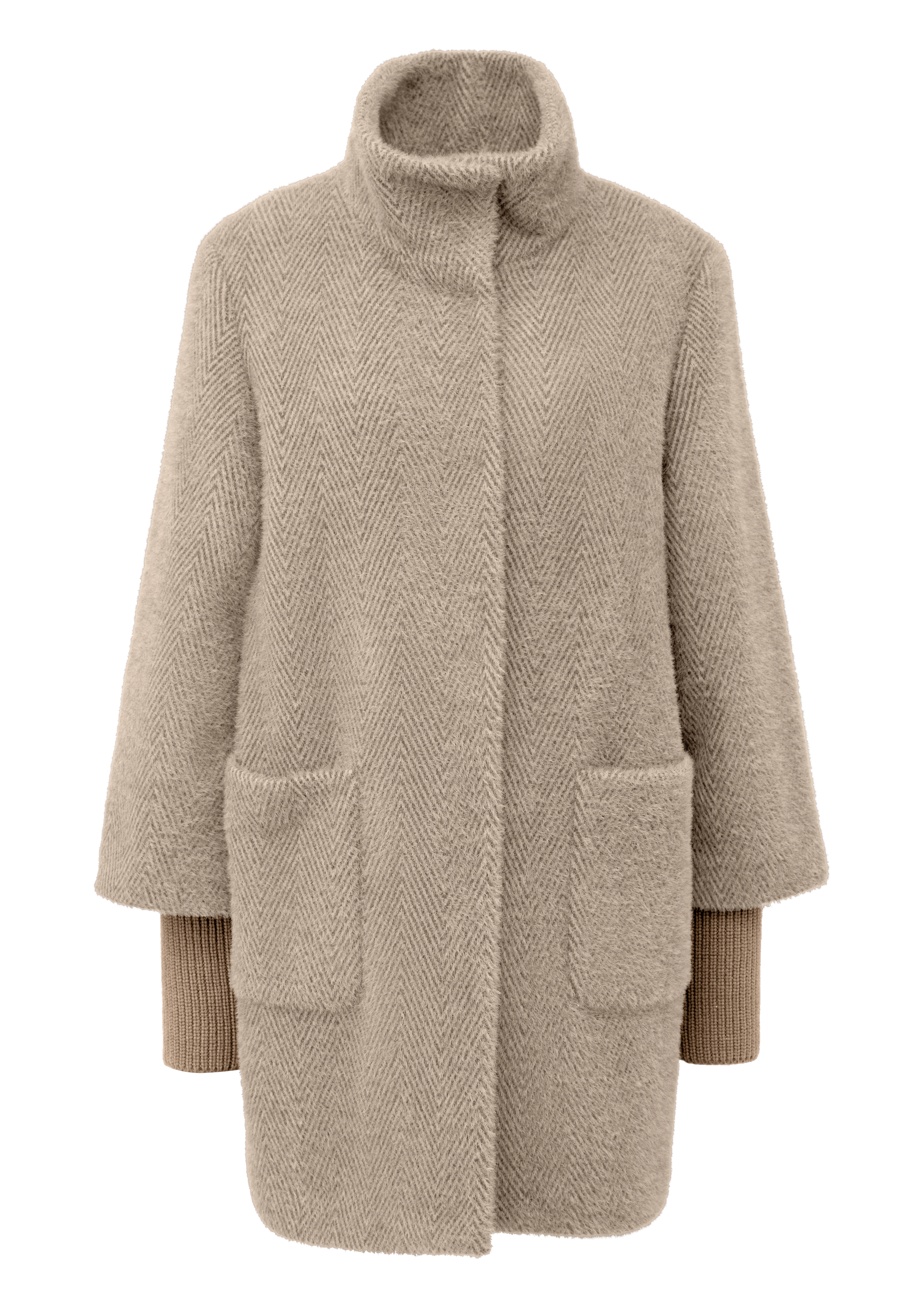 Image of s.Oliver BLACK LABEL Langmantel Wollmantel mit Stehkragen / Flachstrickbündchen