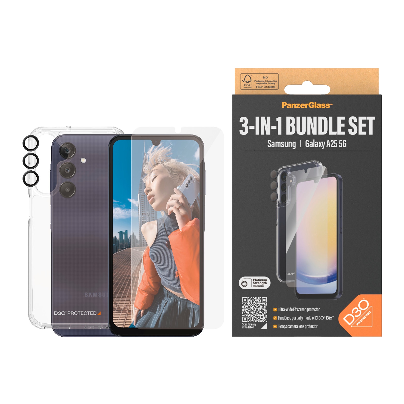 Displayschutzglas »3-in-1 Bundle Set Screen Protector + Kameraschutz + Case«, für...