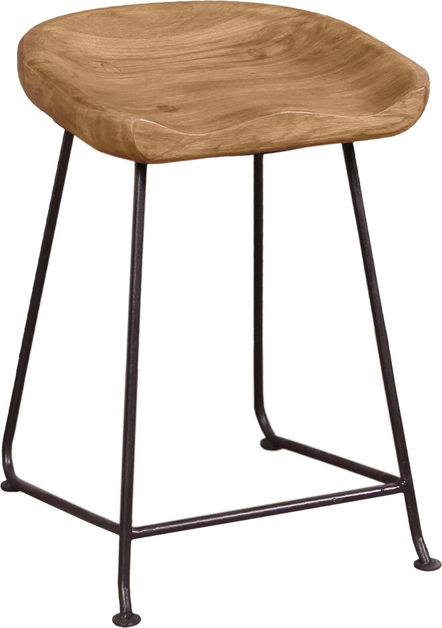 Image of SIT Hocker "Gdańsk aus massiver Akazie mit Metallgestell" Mit integrierter Fussstütze für zusätzlichen Sitzkomfort