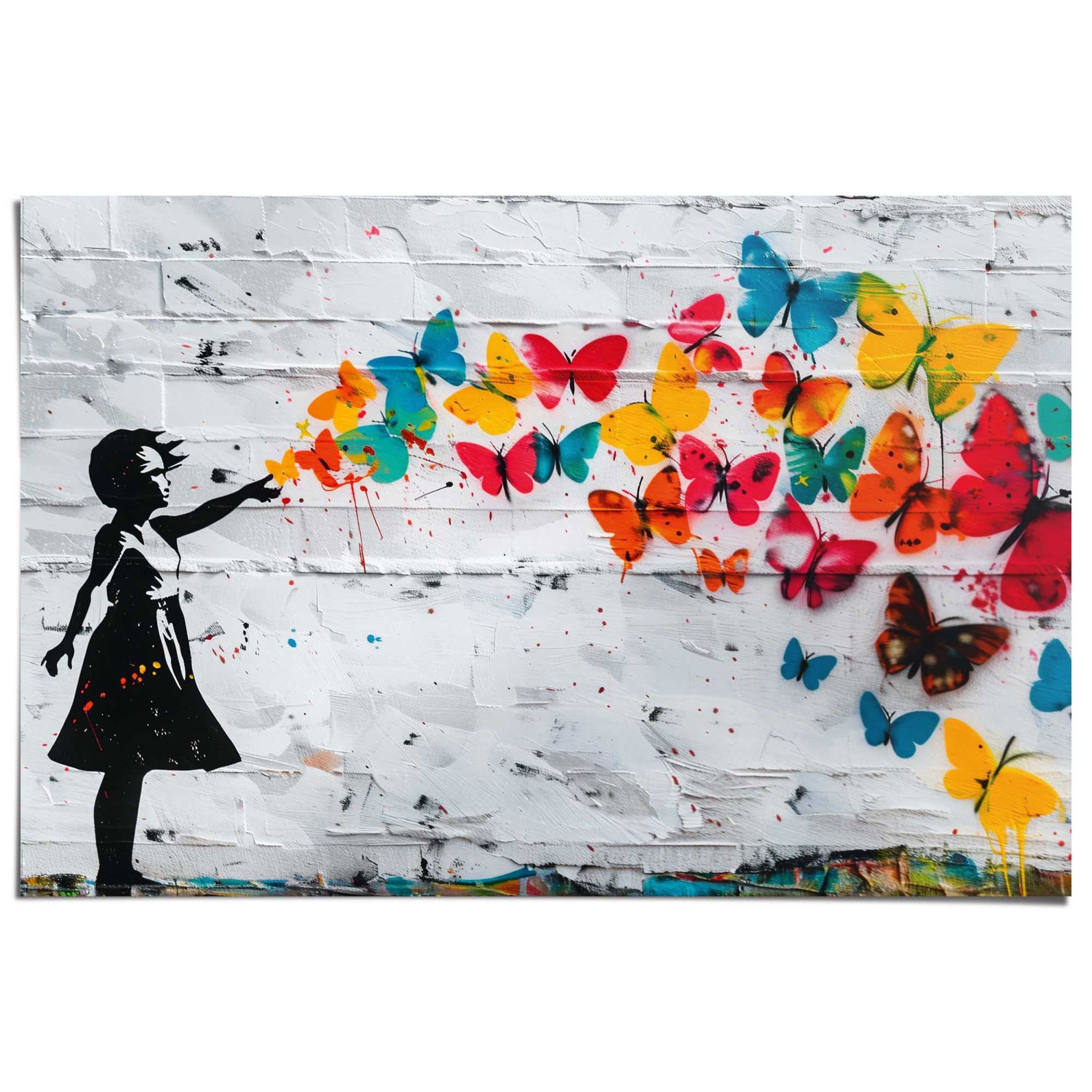 Image of Reinders Poster "Butterfly Girl" Kinderzimmer - Mehrfarbig - 150 gr. Papier - Street Art - 91,5x61 cm