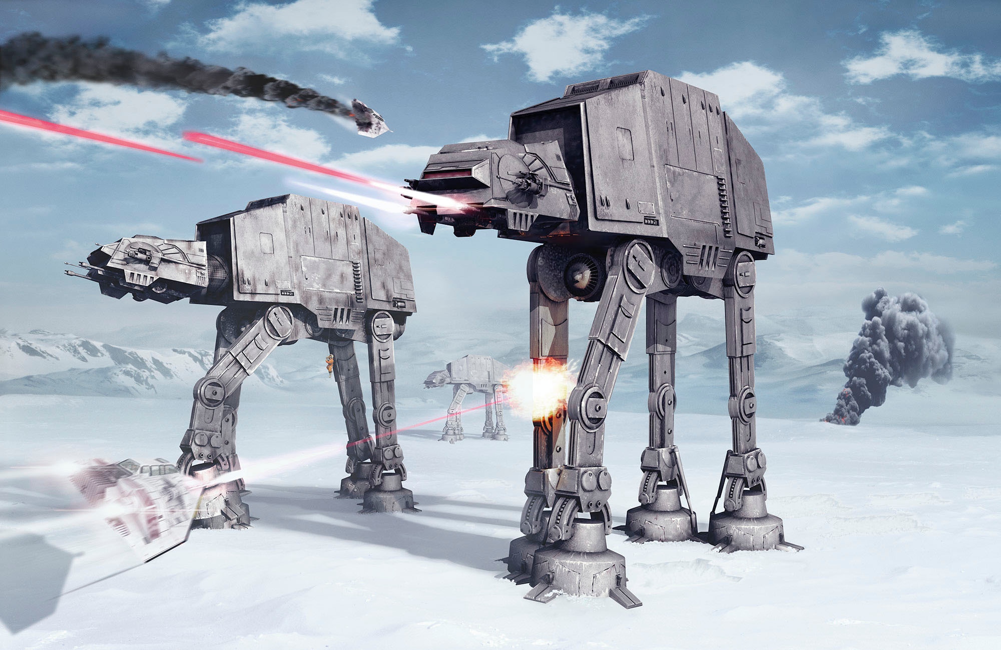 Image of Komar Vliestapete "Digitaldruck Vlies - STAR WARS Battle of Hoth - Grösse 400 x 260 cm" bedruckt glatt Wohnzimmer, Schlafzimmer