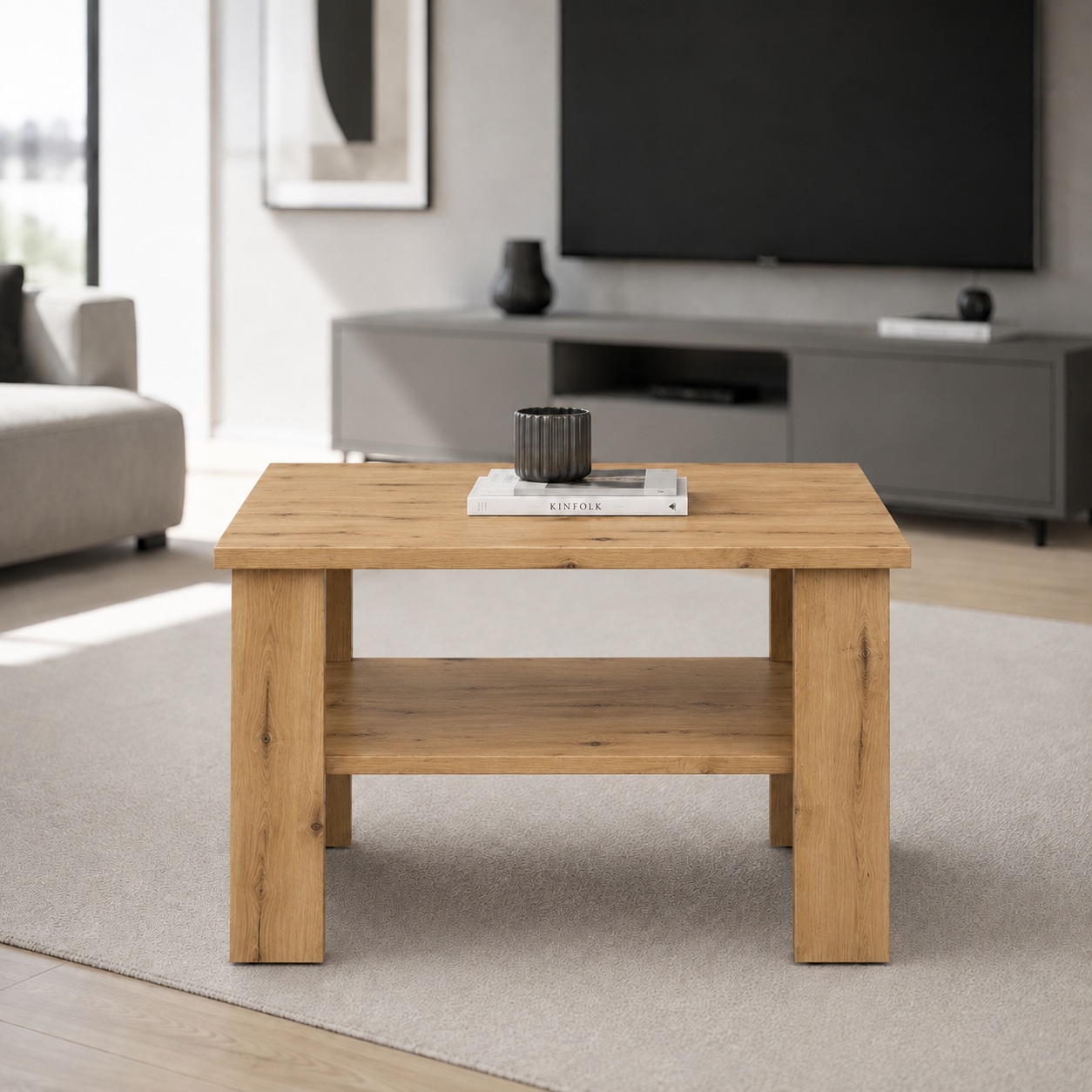 GOODproduct Couchtisch »CT 2 Wohnzimmertisch, Sofatisch, Beistelltisch, Kaffeetisch« Mit Ablage, quadratisch/rechteckig, weiss Hochglanz oder Artisan-Dekor