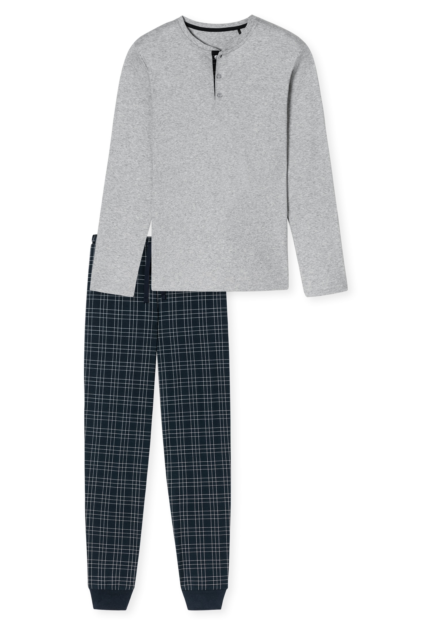 Schiesser Pyjama »"Fine Interlock"«, (2 tlg.), mit Serafino-Kragen und funktionaler Knopfleiste