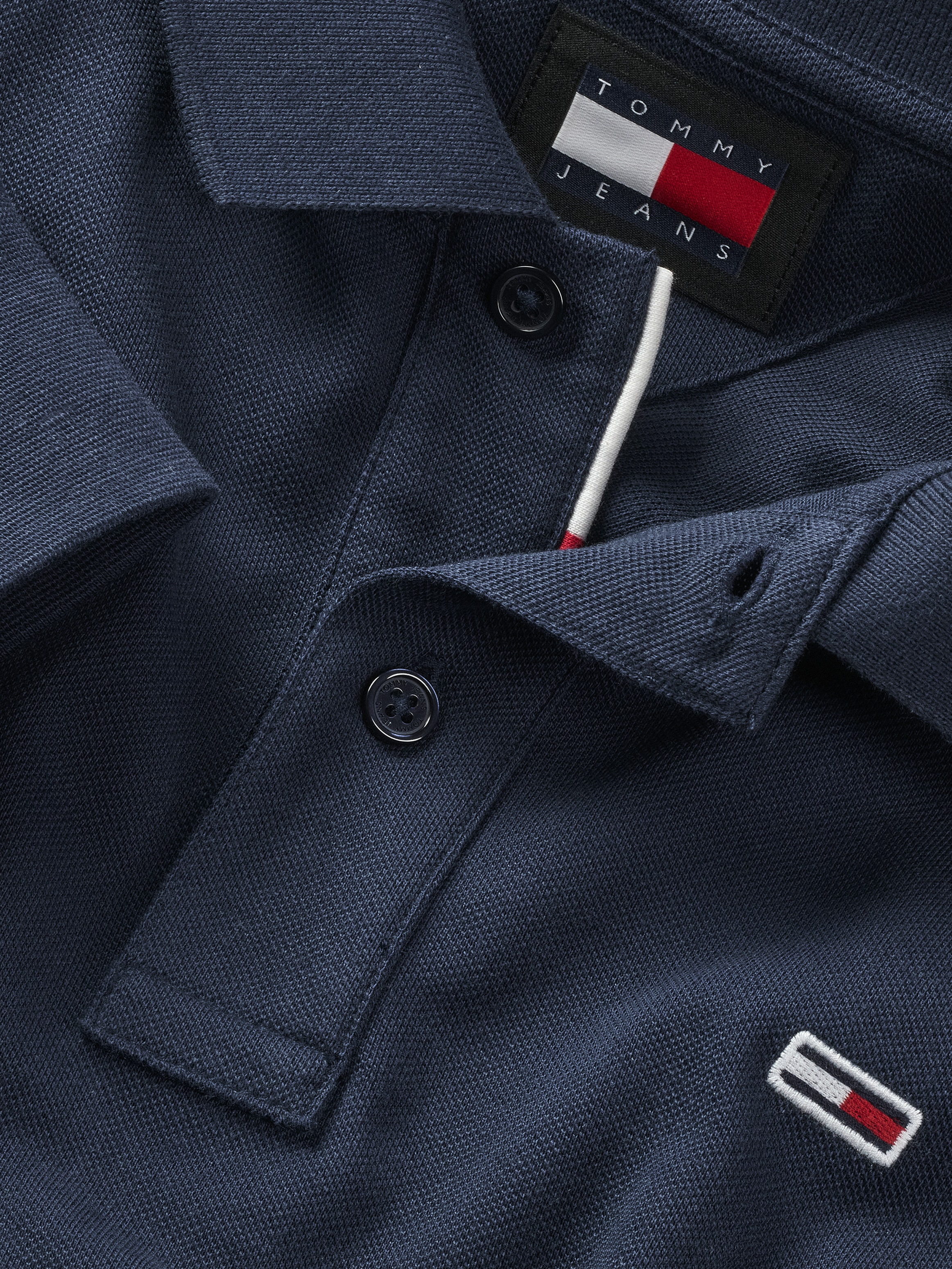 Tommy Jeans Plus Langarm-Poloshirt »TJM SLIM PLACKET POLO LS EXT«, in Grossen Grössen, Logostickerei
