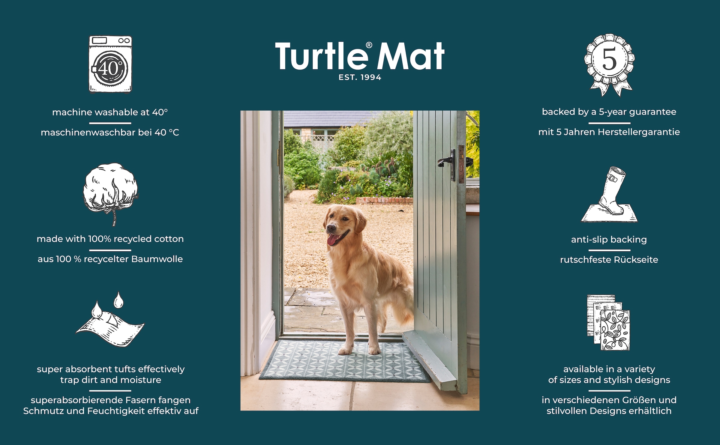 Turtle Mat Tapis de sol »Pure Strawberry Thief Natural« Rectangulaire 9 mm Höhe