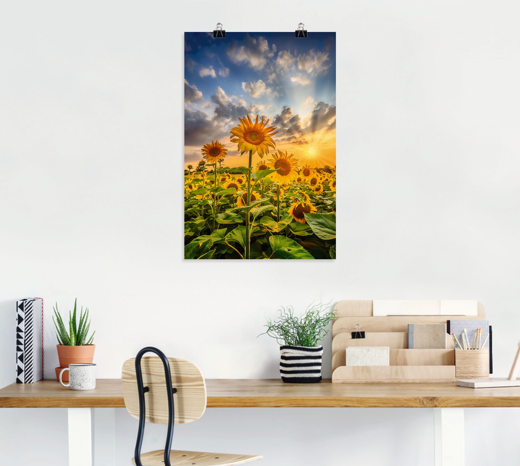 Artland Wandbild »Sonnenblumen im Sonnenuntergang«, Blumenbilder, (1 St.), als Leinwandbild, Poster in verschied. Grössen