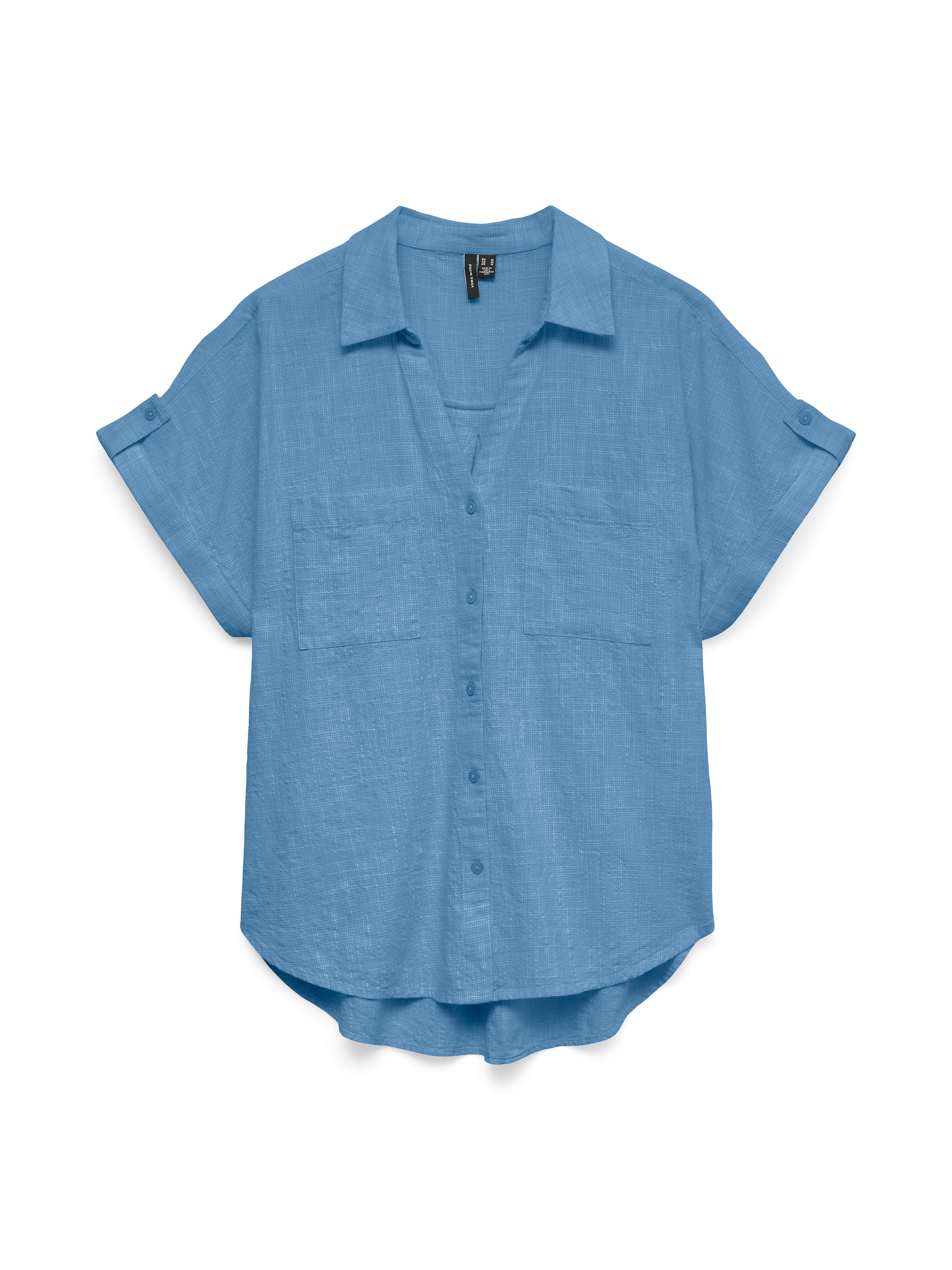 Vero Moda Blouse à manches courtes »VMTHILDE SS SHIRT WVN NOOS« coton, manches courtes avec patte, dos légèrement plus long que devant