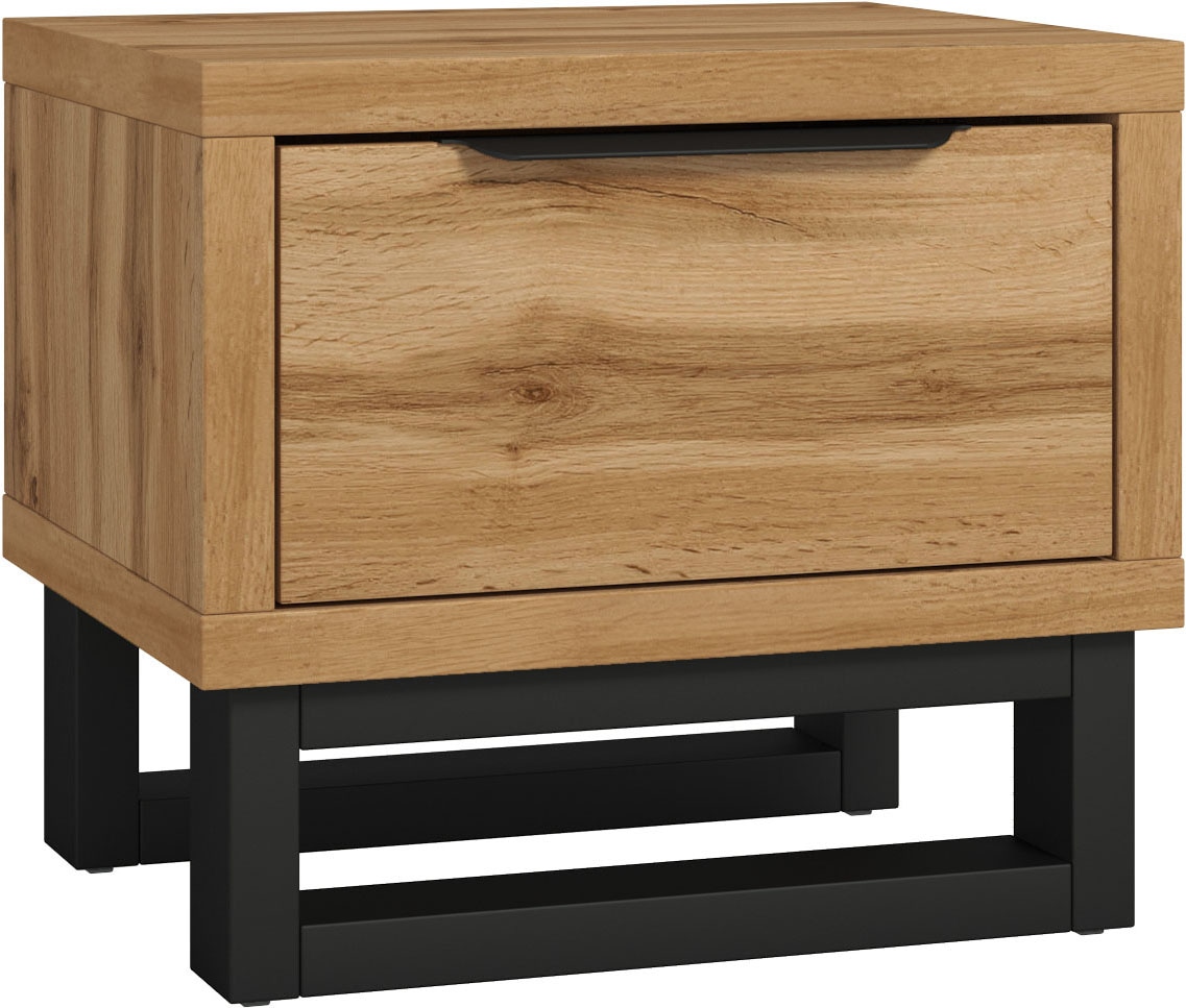 Home affaire Nachtkommode »Bronne, Breite 55 cm, Nachttisch mit 1 Schublade«, Moderner Nachtschrank, Metallgriff, Füsse in Kufenform