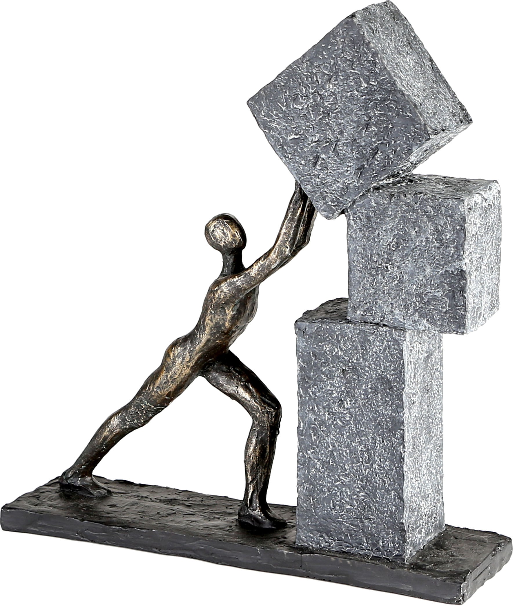 Casablanca by Gilde Dekofigur »Skulptur Stacking, bronzefarben/grau«,  Dekoobjekt, Höhe 31 cm, mit Spruchanhänger, Wohnzimmer günstig kaufen
