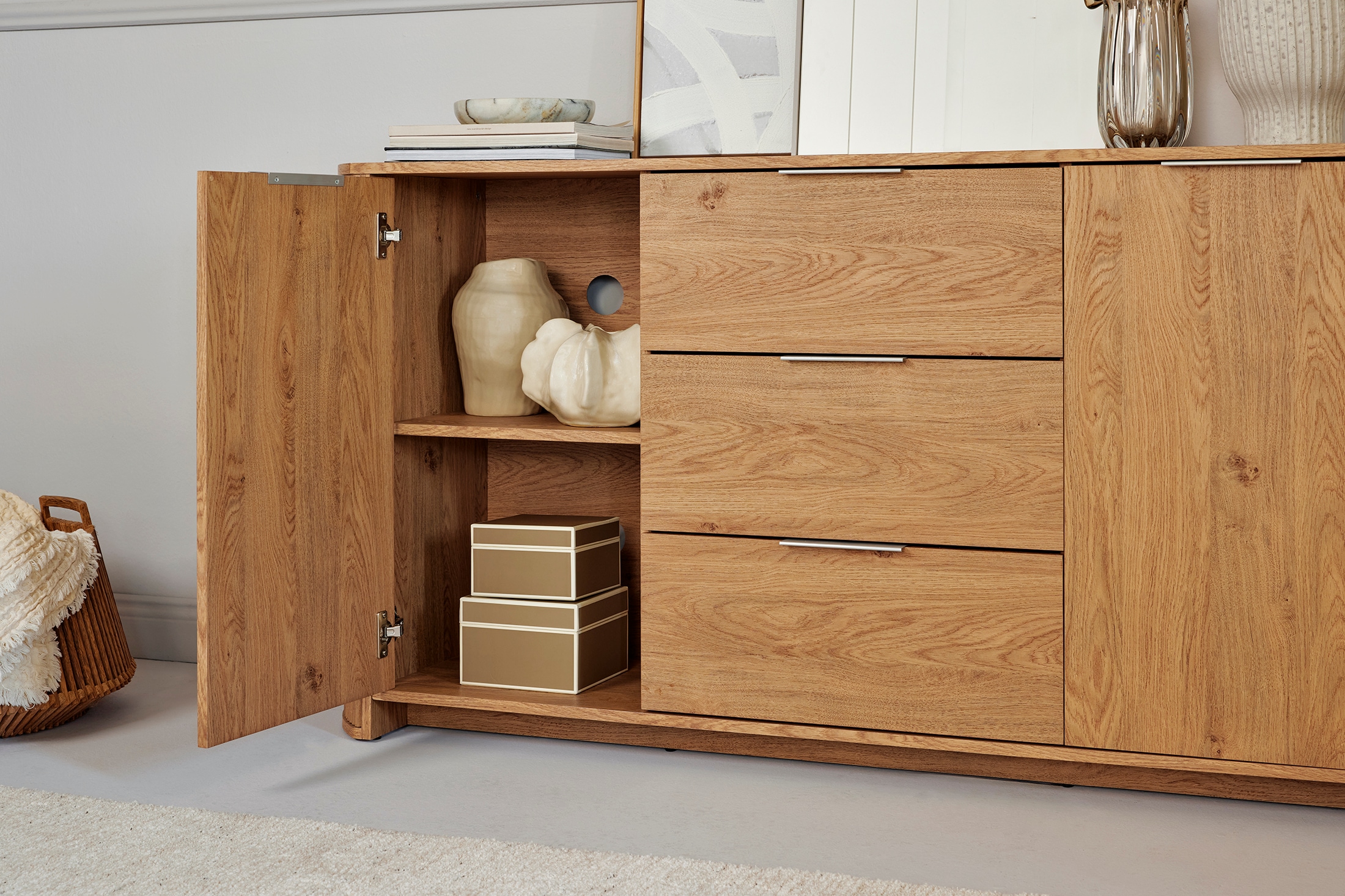 Jahnke Tableau TV »MOON TV 175« 1 cuis tlg. buffet, 2 portes & 3 tiroirs, arrondi, largeur env. 160 cm