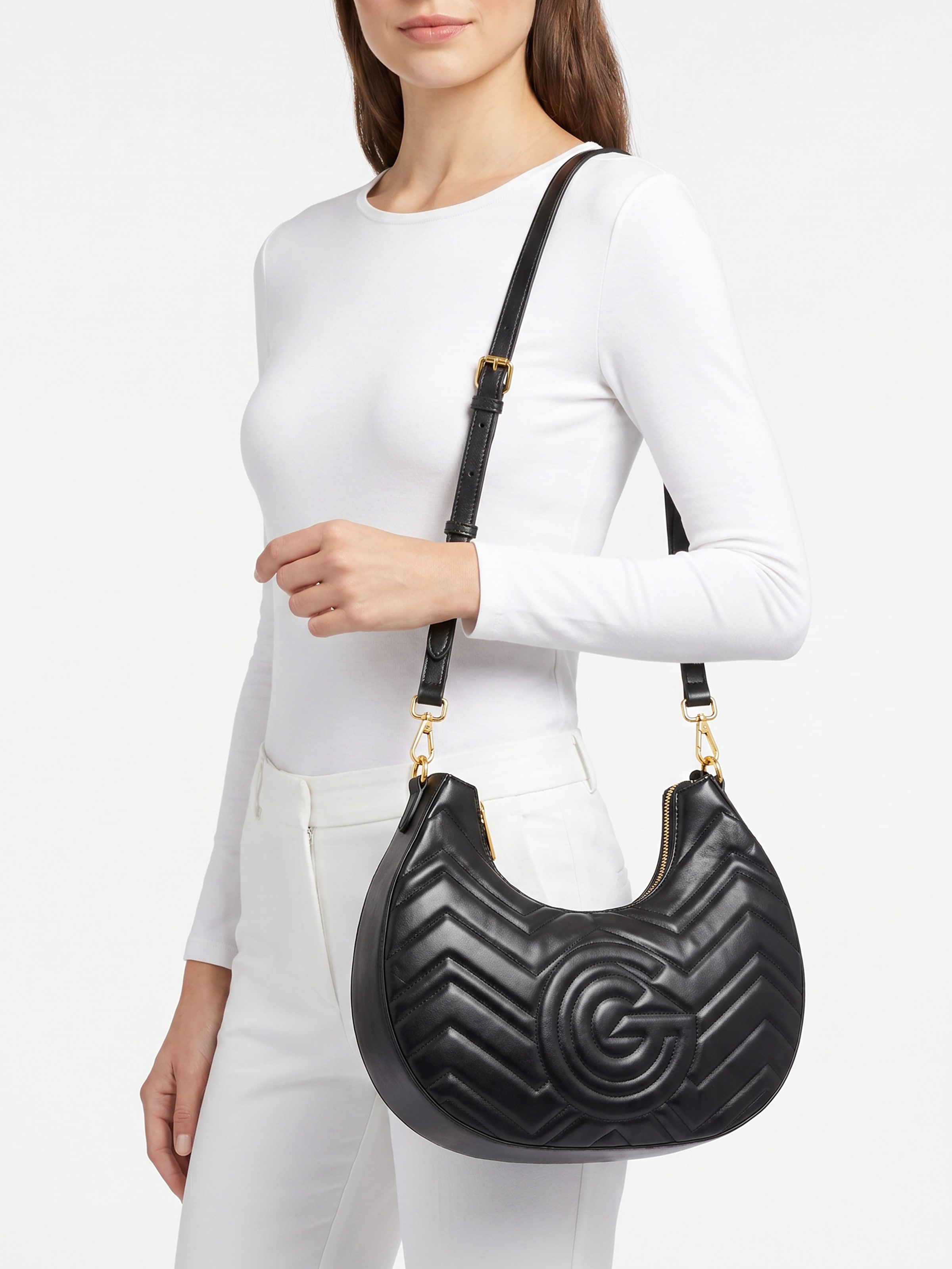 GABRIELLA G By Gabriella Gucci Hobo »JENNIFER« Damen Henkeltasche, Schultertasche, Umhängetasche mit vielen Details