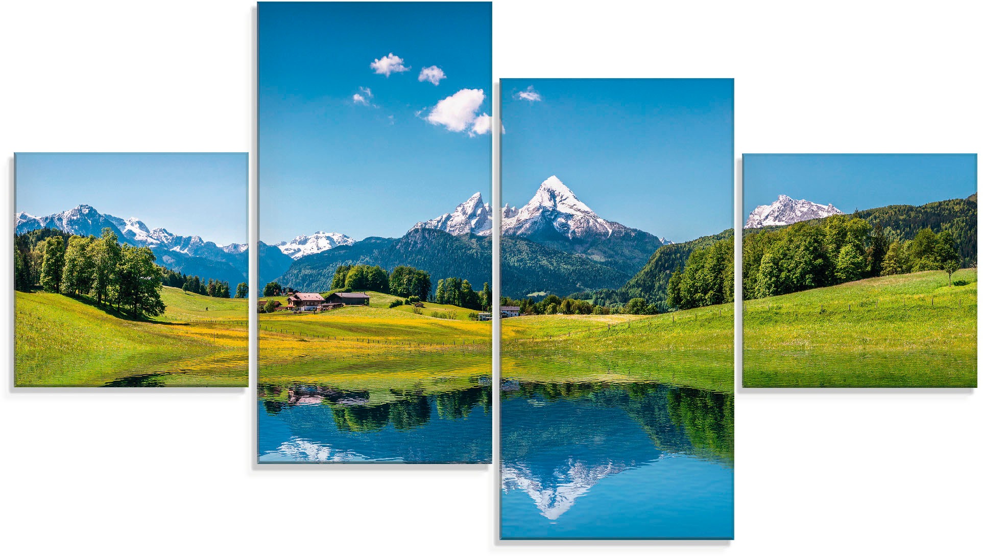 Image of Artland Glasbild »Landschaft in den Alpen«, Berge, (4 St.) bei Ackermann Versand Schweiz