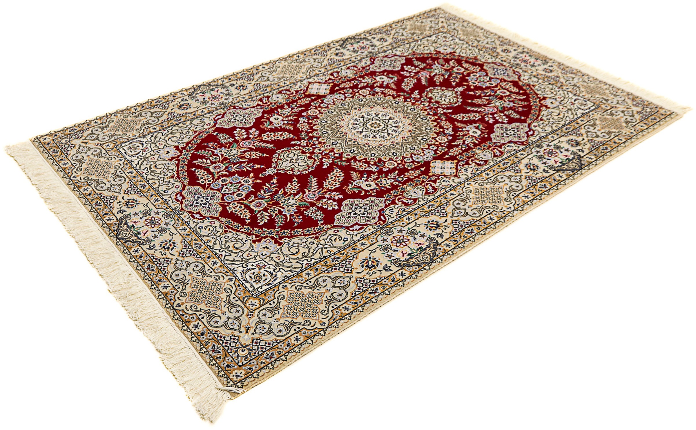 Image of morgenland Orientteppich »Perser - Nain - Premium - 197 x 128 cm - dunkelrot«, rechteckig, 6 mm Höhe, Wohnzimmer, Handgeknüpft, Einzelstück mit Zertifikat bei Ackermann Versand Schweiz