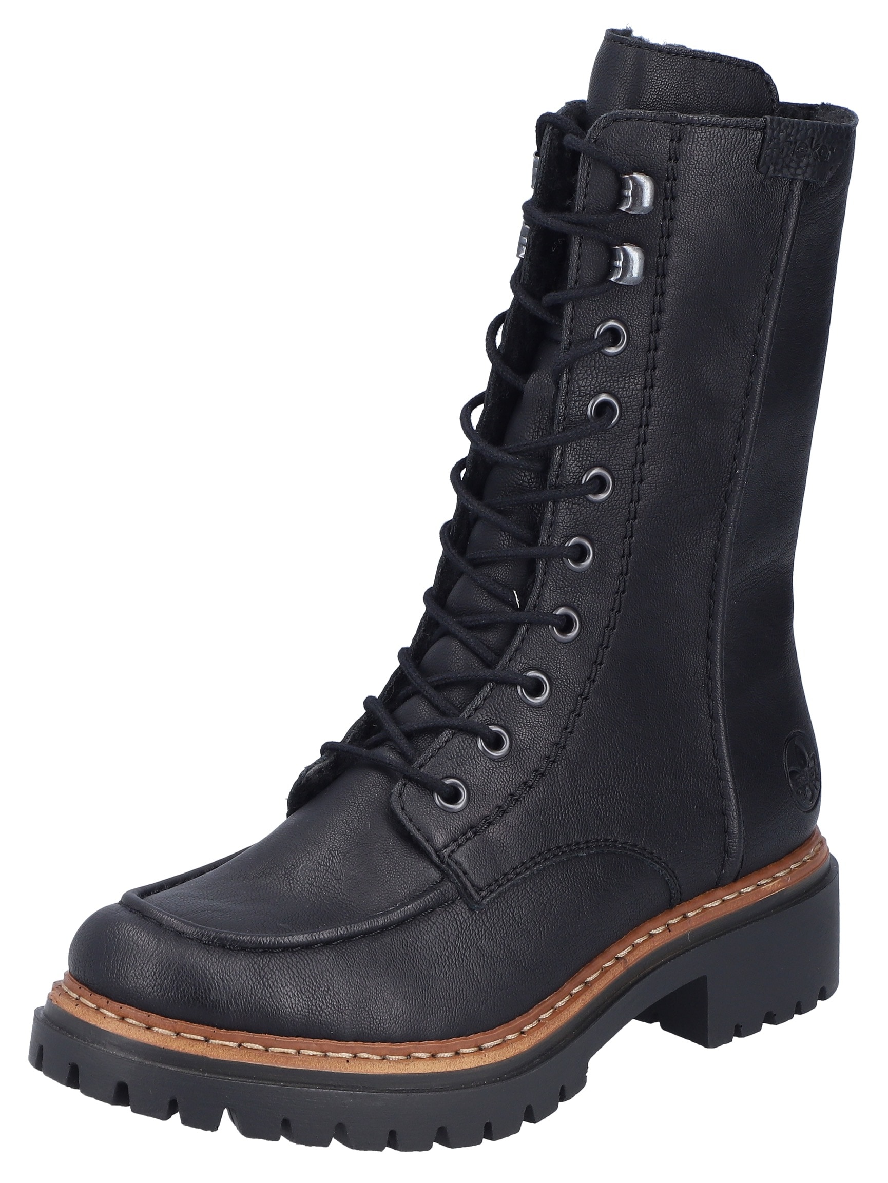 Image of Rieker Winterstiefelette, Blockabsatz, Schnürstiefelette, Schnürboots mit Warmfiutter