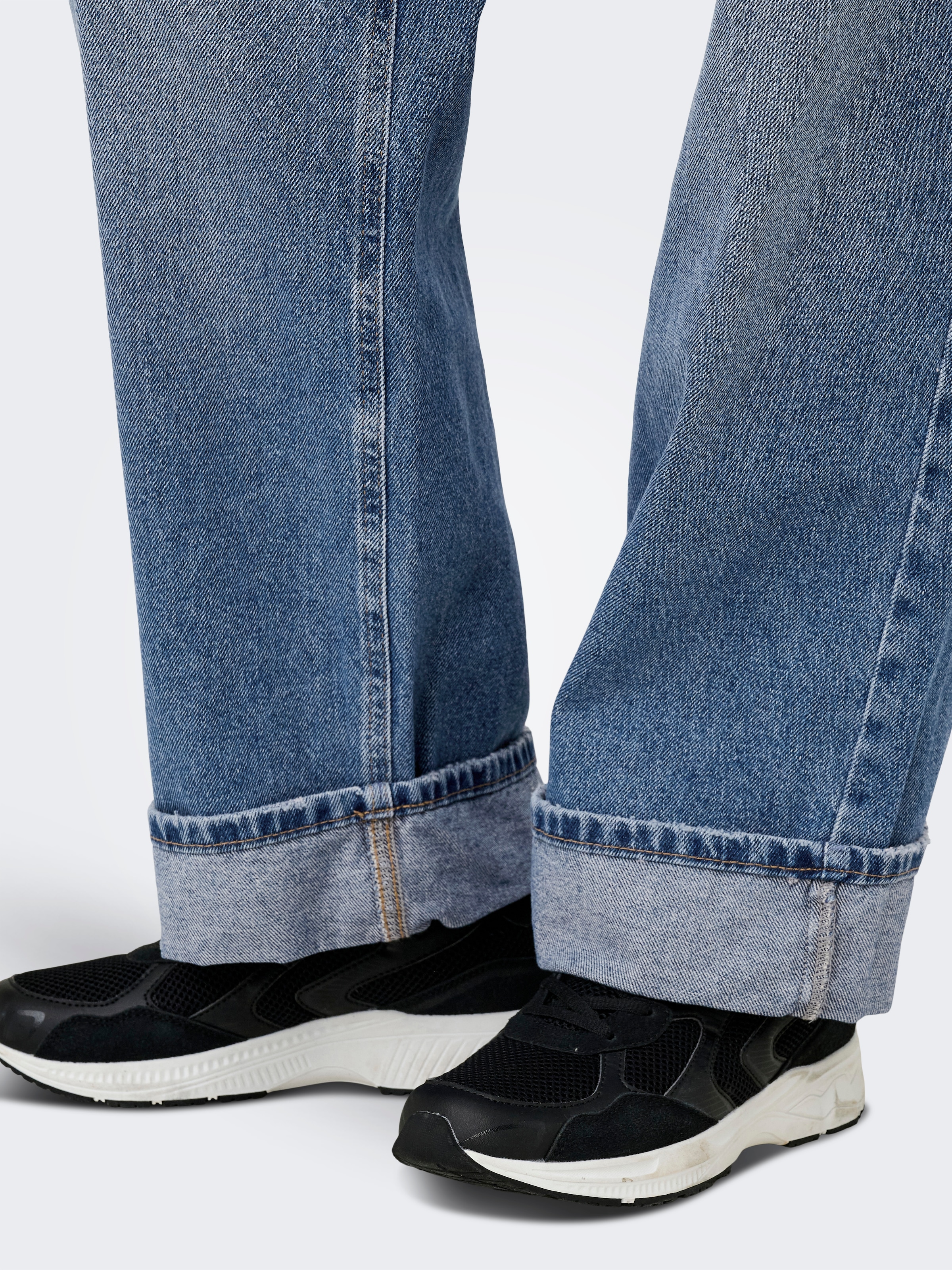 ONLY Jeans large »ONLELLA MW WIDE FOLD UP DNM TAI519 NOOS« coton, coupe large
