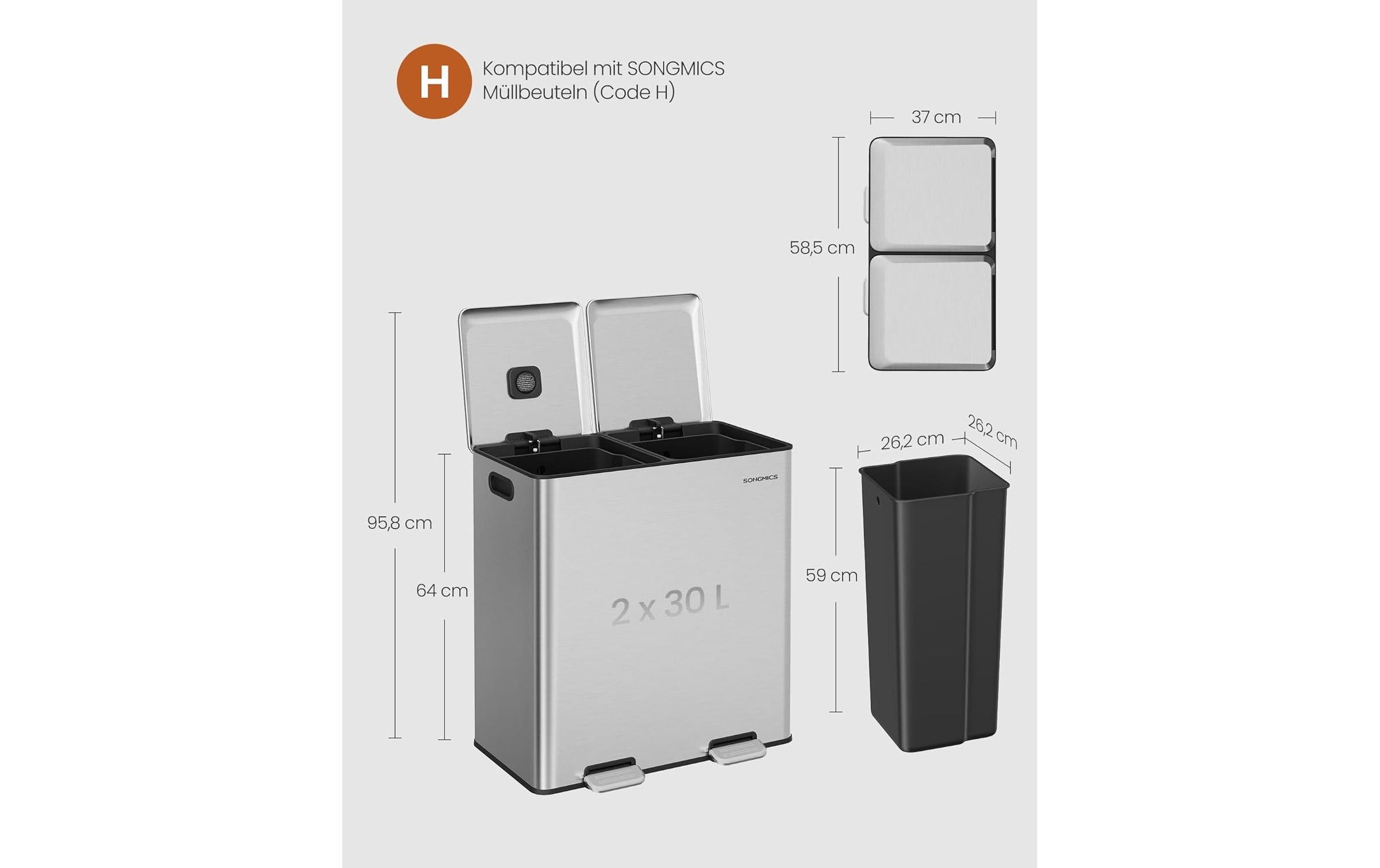 SONGMICS Poubelle »60 l« Treteimer