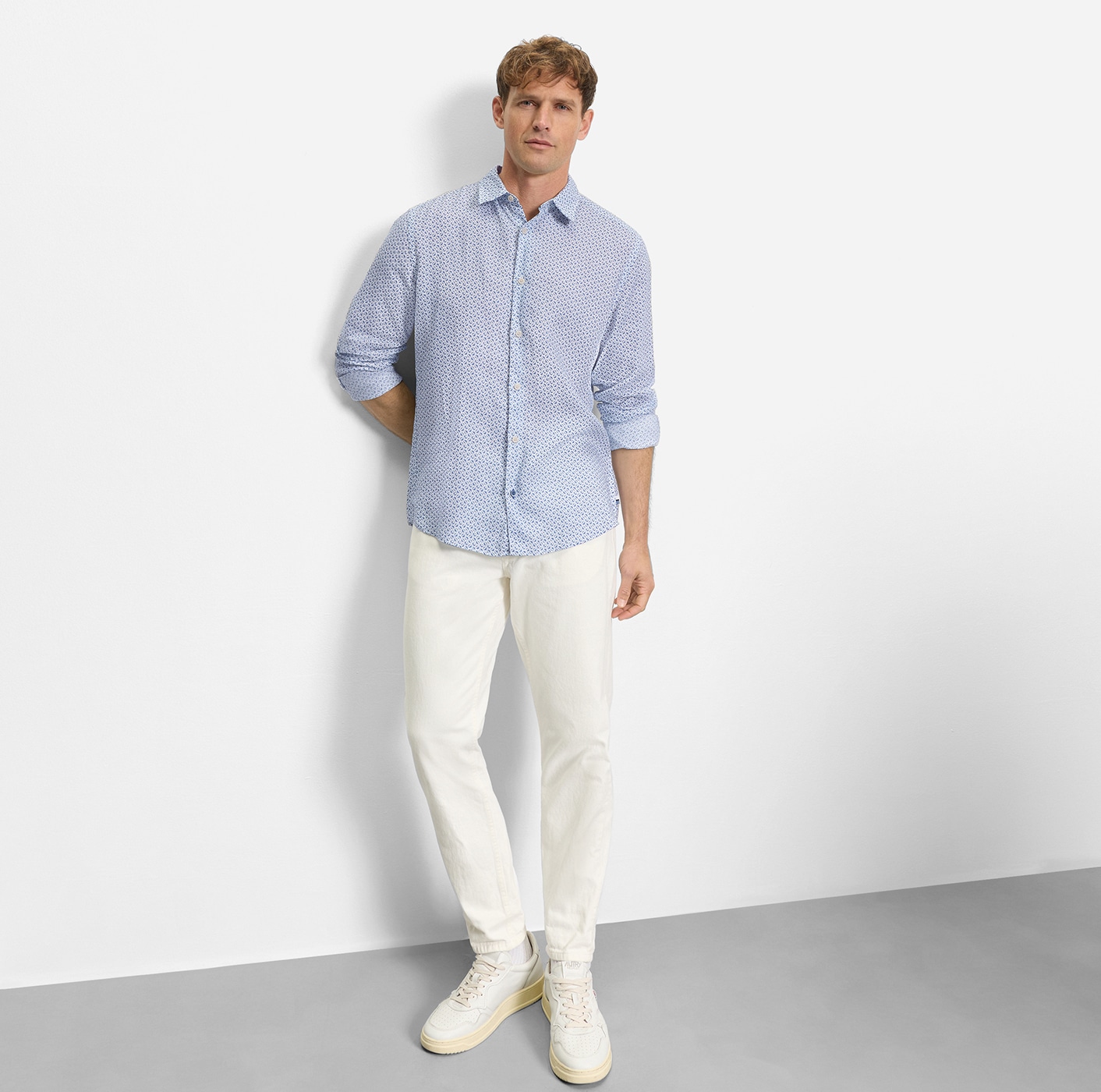 OLYMP Chemise en lin mit Minimal-Muster, aus Leinen, regular fit
