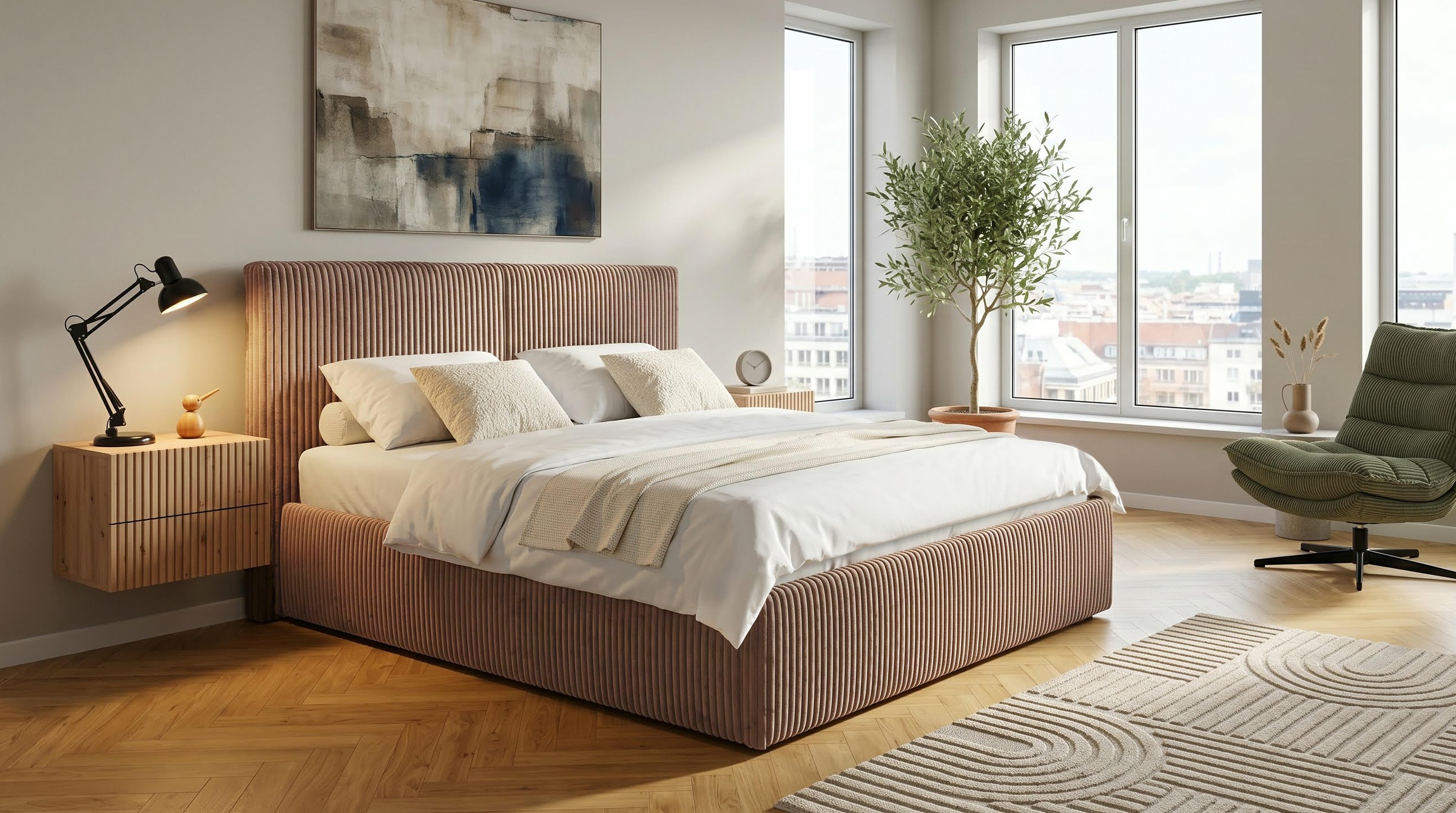 Image of GOODproduct Polsterbett "AVVRA in der Grösse 180x200 cm, mit flauschigen Breitcord bezogen" wahlweise mit Lattenrost und King-Matratze (28cm)
