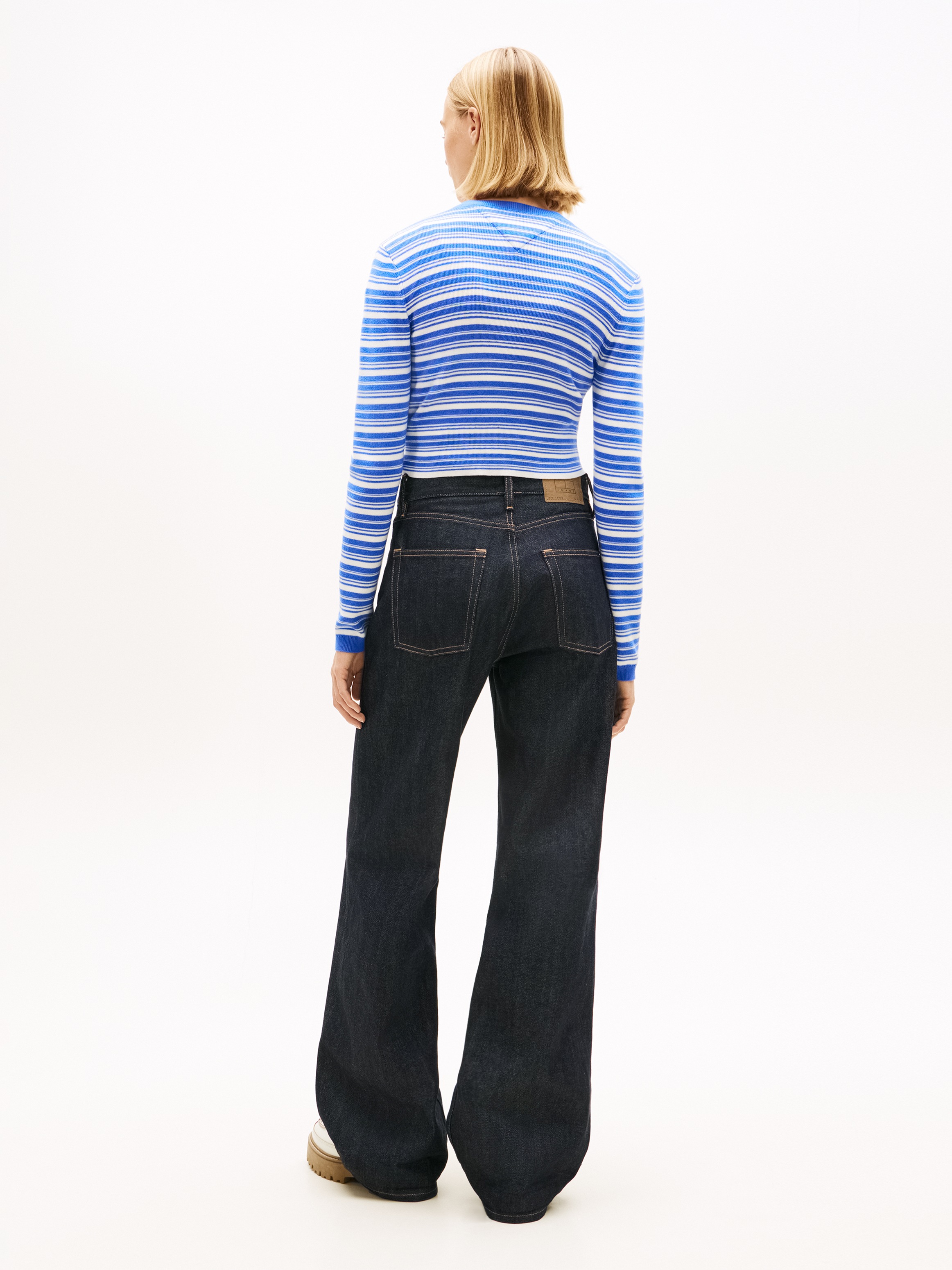 Tommy Jeans Veste en tricot »TJW CREW NECK STRIPE CARDI EXT« coton pur, look rayé
