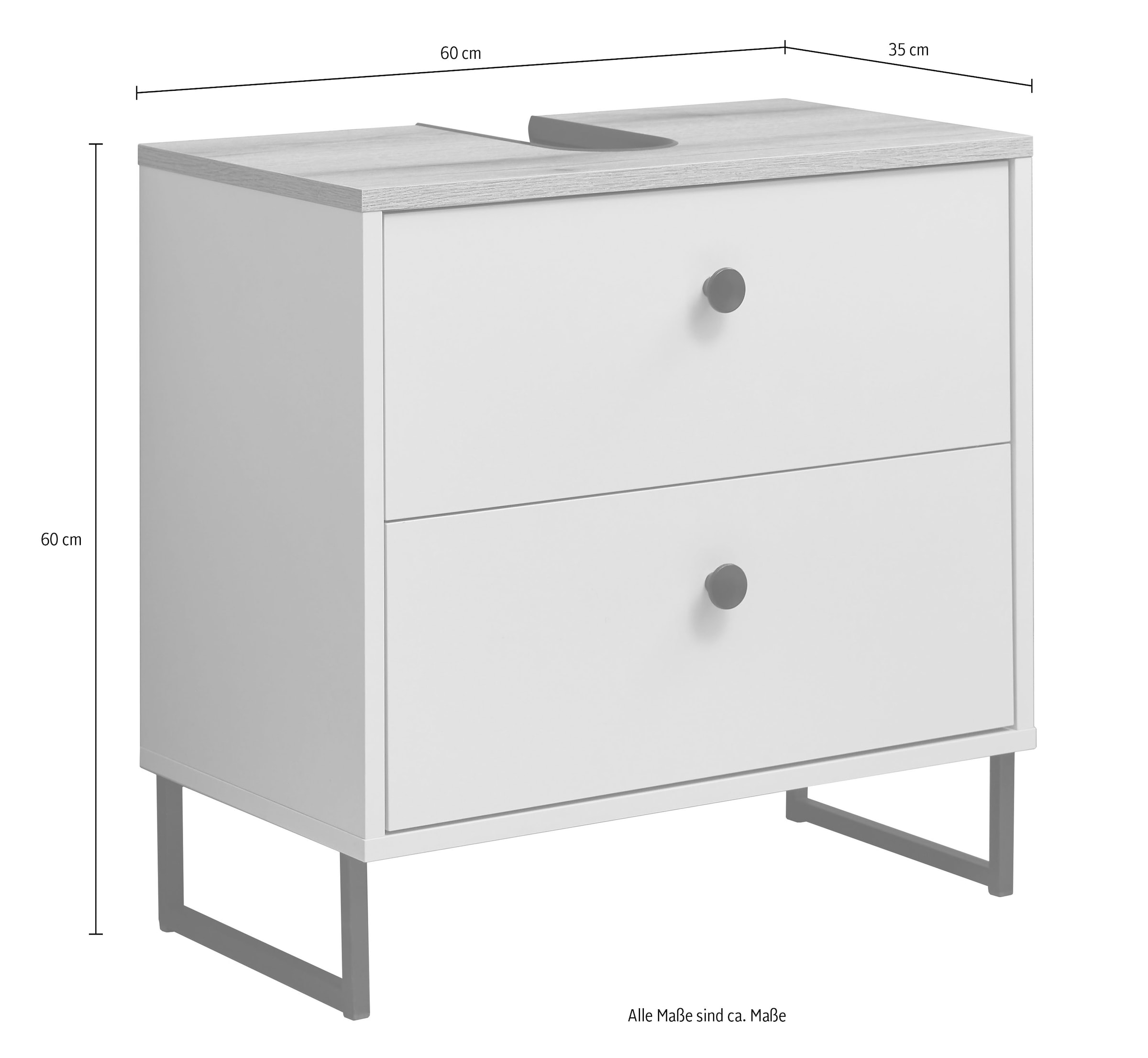 BASIC by Balculina Armoire sous lavabo »Linea« 1 cuis tlg. Largeur 60cm, pieds profilés en U, extension sous plan
