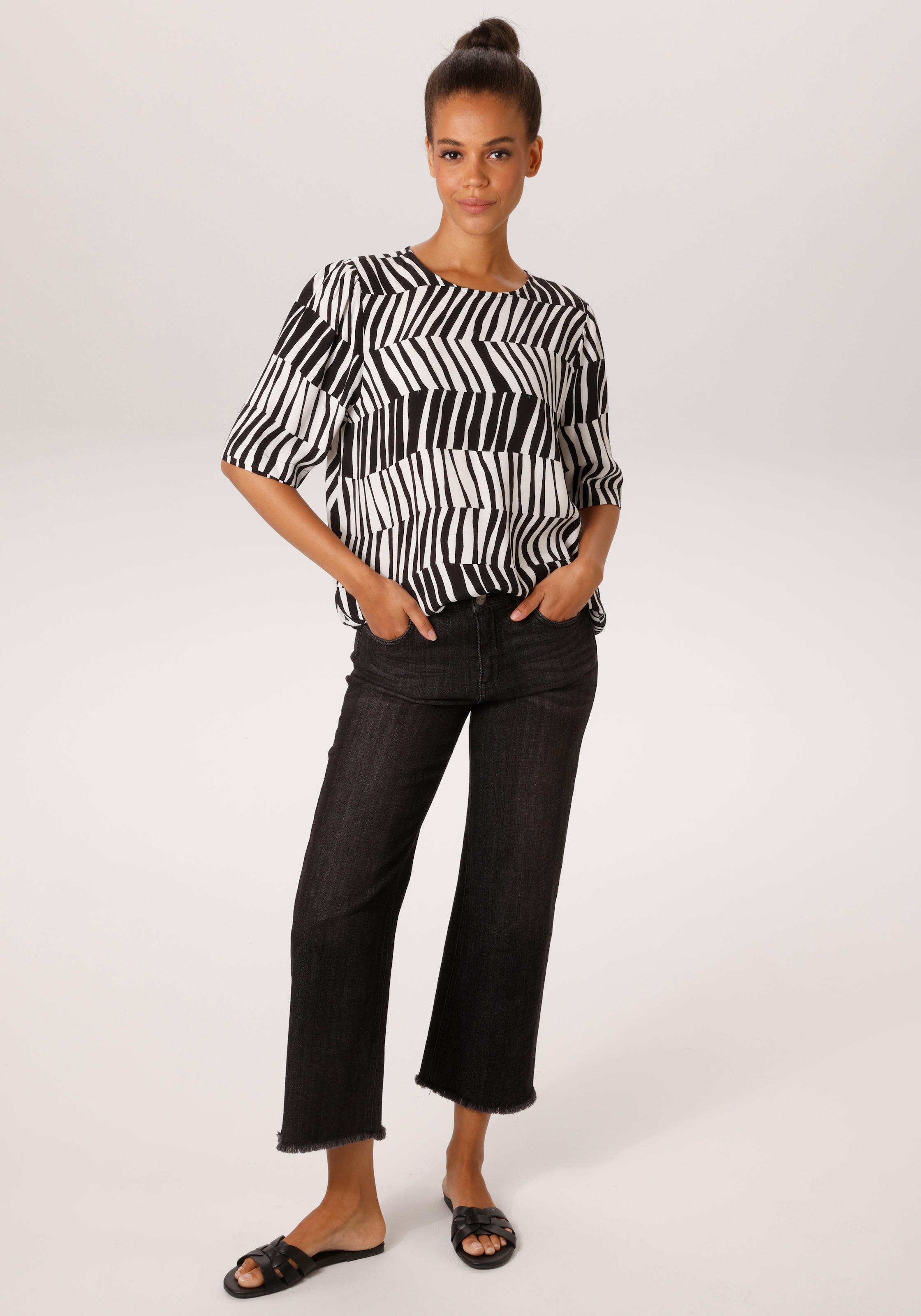 Aniston CASUAL Schlupfbluse mit extravagantem Streifenmuster - NEUE KOLLEKTION