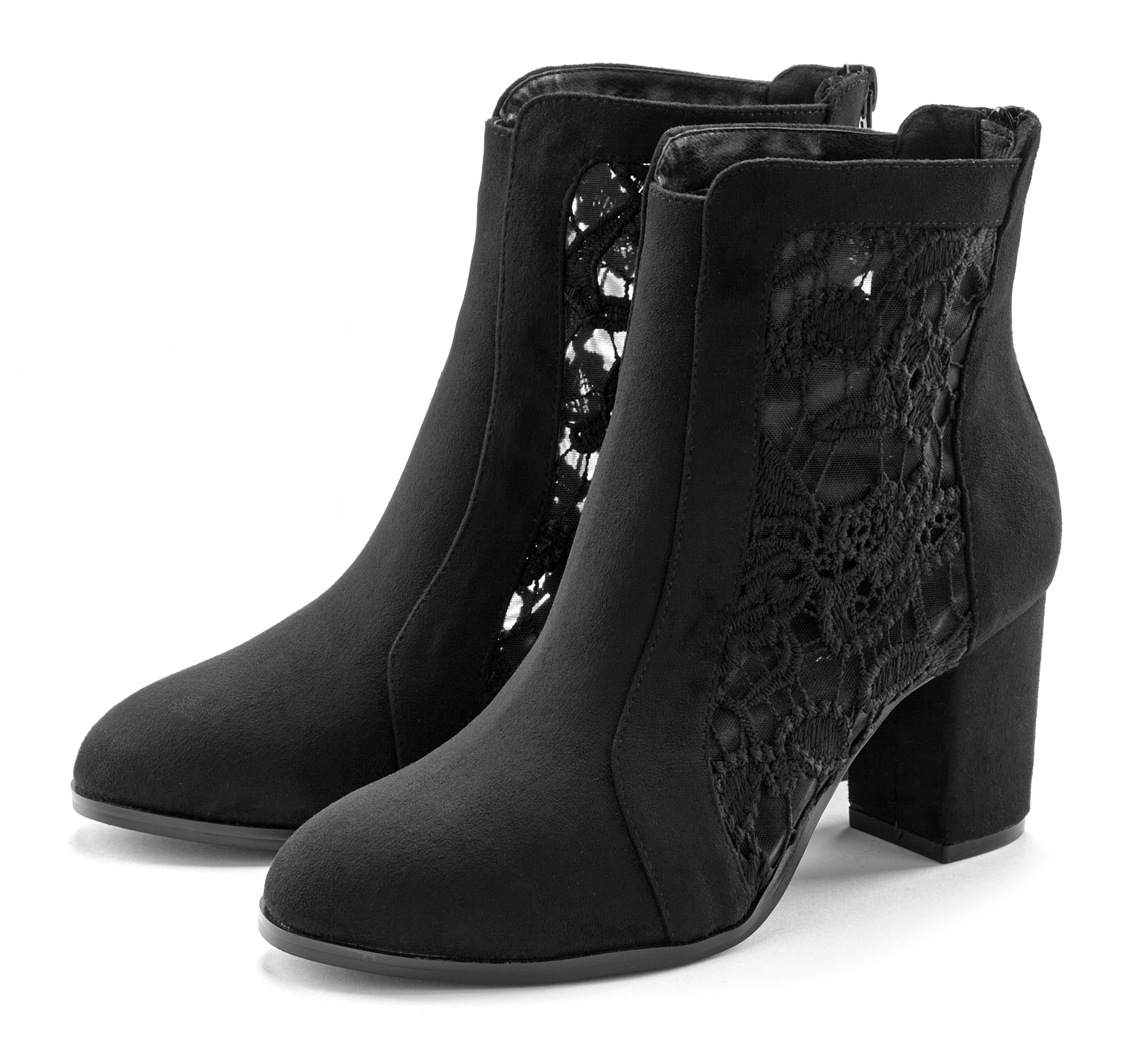 Image of LASCANA High-Heel-Stiefelette "Ankle Boot, Stiefel," mit eleganter Spitze und bequemen Blockabsatz