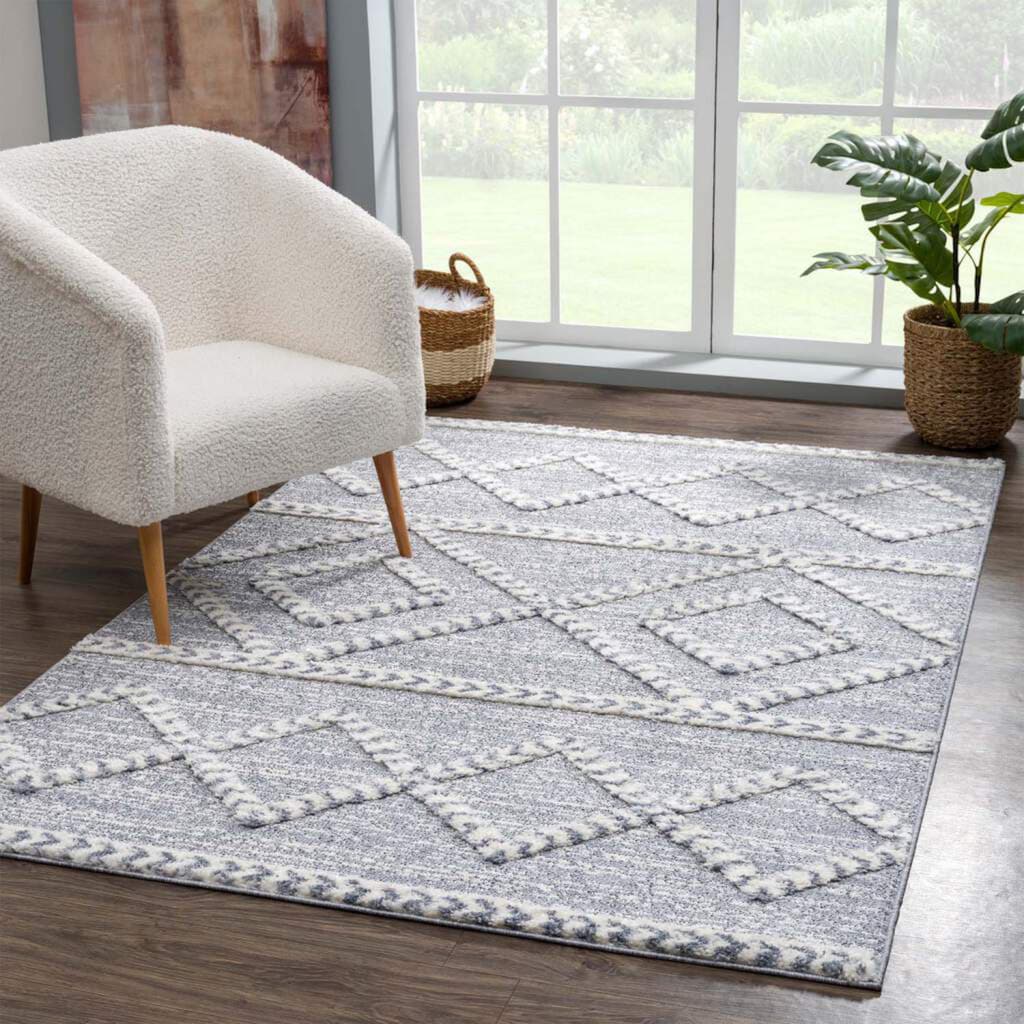 Carpet City Hochflor-Teppich »Focus 3022«, rechteckig, Boho-Teppich, besonders weich, Rauten Design, 3D-Effekt