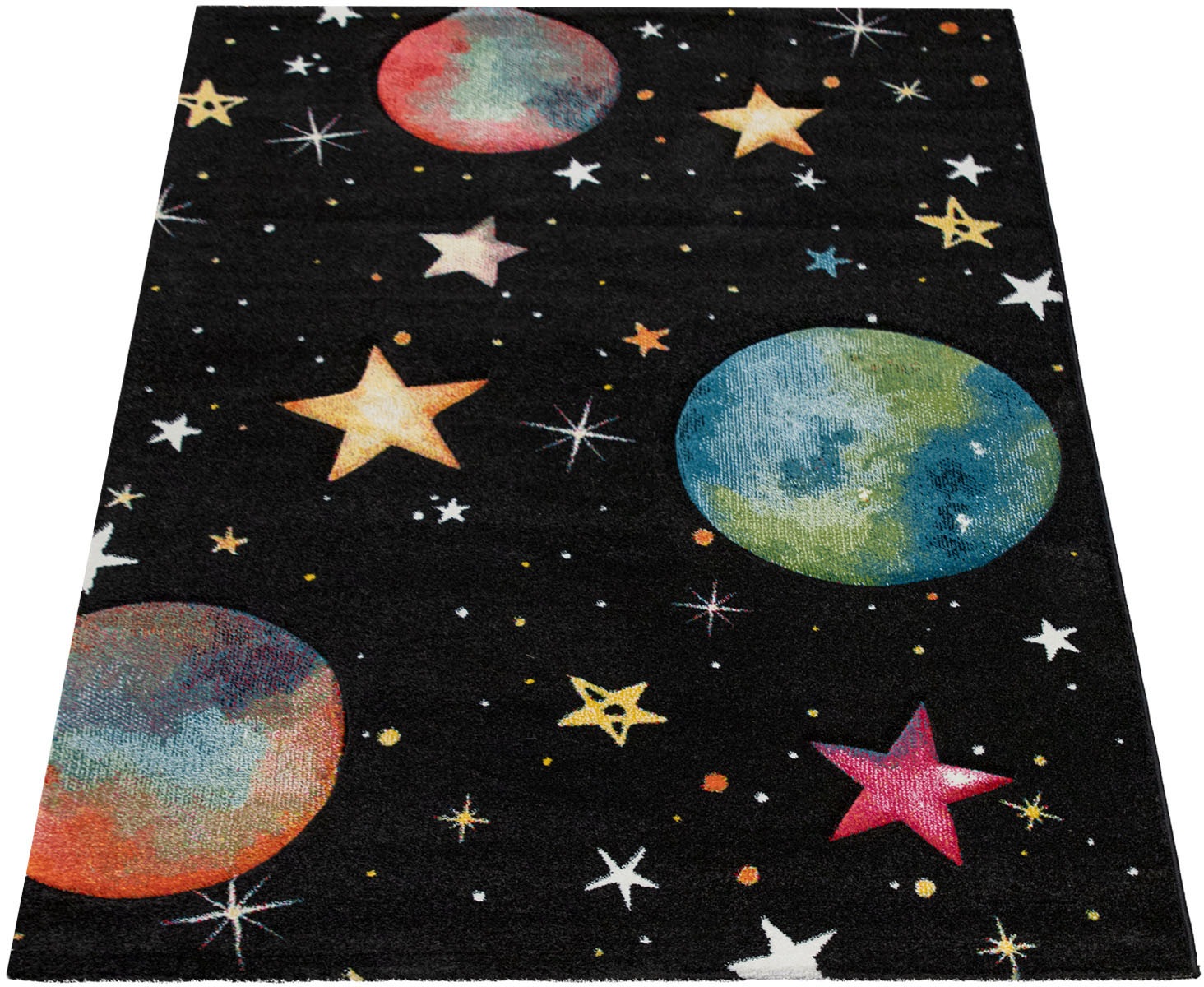 Image of Paco Home Kinderteppich »Diamond 633«, rechteckig, 12 mm Höhe, 3D-Design, Motiv Weltraum, Kinderzimmer bei Ackermann Versand Schweiz
