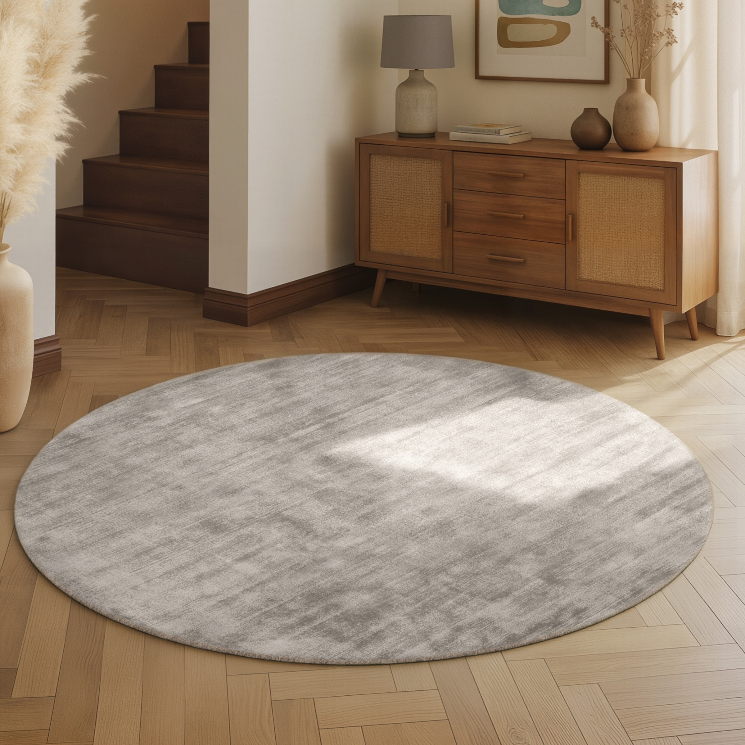 Image of vikosa Teppich "Noemi" rund 10 mm Höhe Dezenter Glanz, Weich, Seidenoptik, Viskose, Wohnzimmer, Schlafzimmer