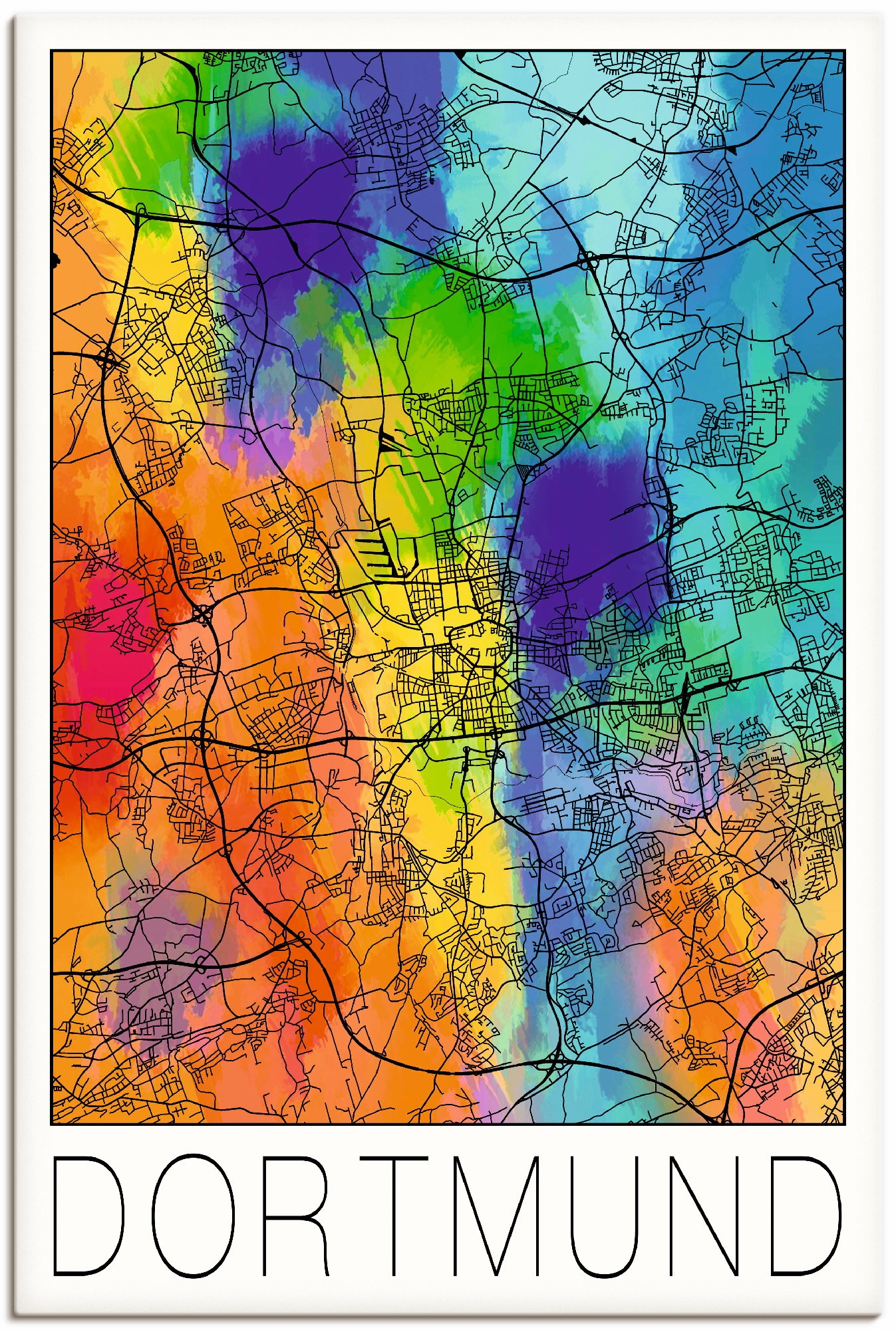 Image of Artland Wandbild »Retro Karte Dortmund Deutschland«, Deutschland, (1 St.), in vielen Grössen & Produktarten - Alubild / Outdoorbild für den Aussenbereich, Leinwandbild, Poster, Wandaufkleber / Wandtattoo auch für Badezimmer geeignet bei Ackermann Versand 