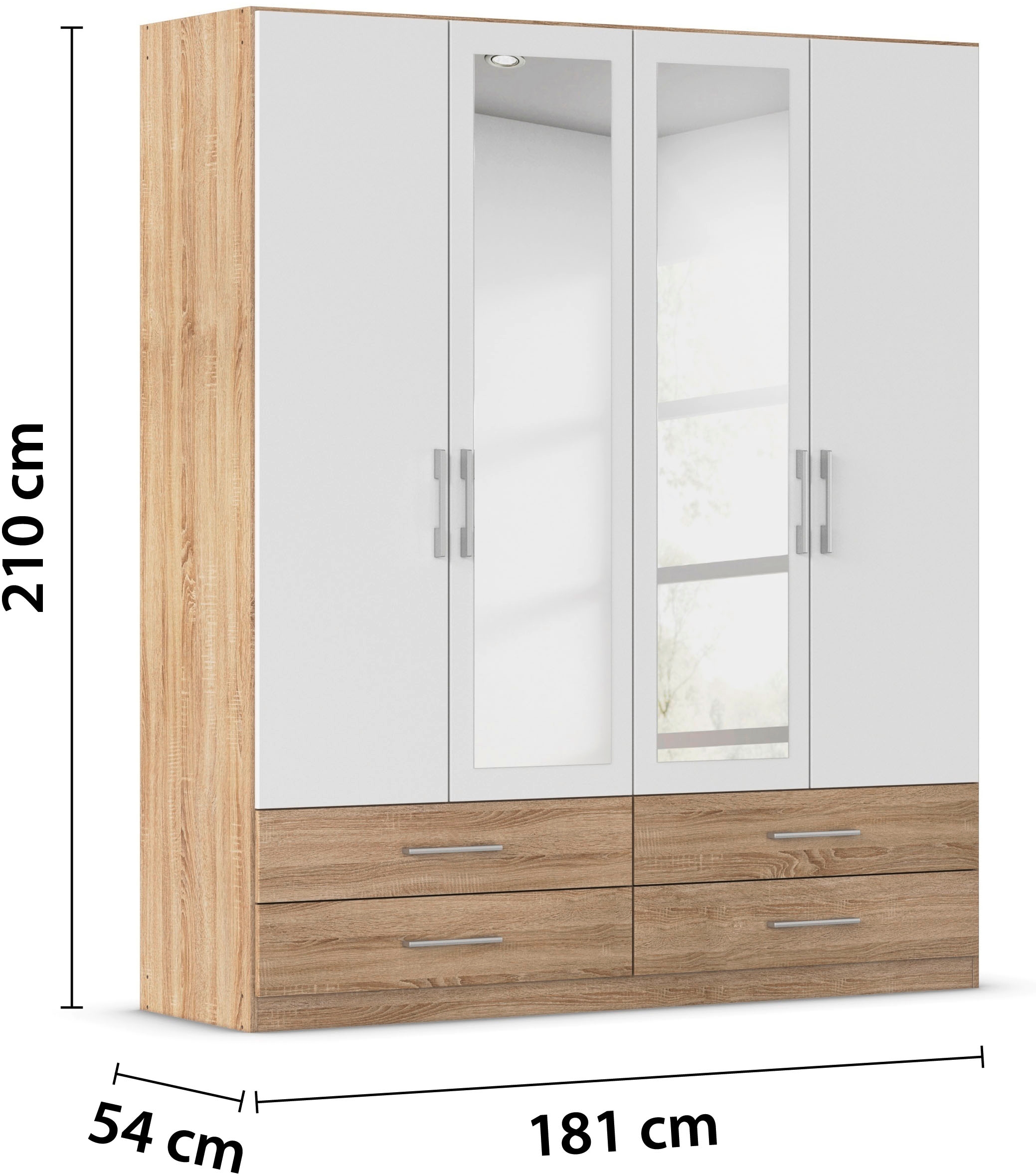 rauch Armoires à vêtements »Schrank Garderobenschrank Mehrzweckschrank Schlafzimmer HERSBRUCK« 3 finitions différentes BASIC/CLASSIC/PREMIUM (incl. soft-close),  avec tiroirs spacieux ainsi que portes-miroirs FABRIQUÉ EN ALLEMAGNE