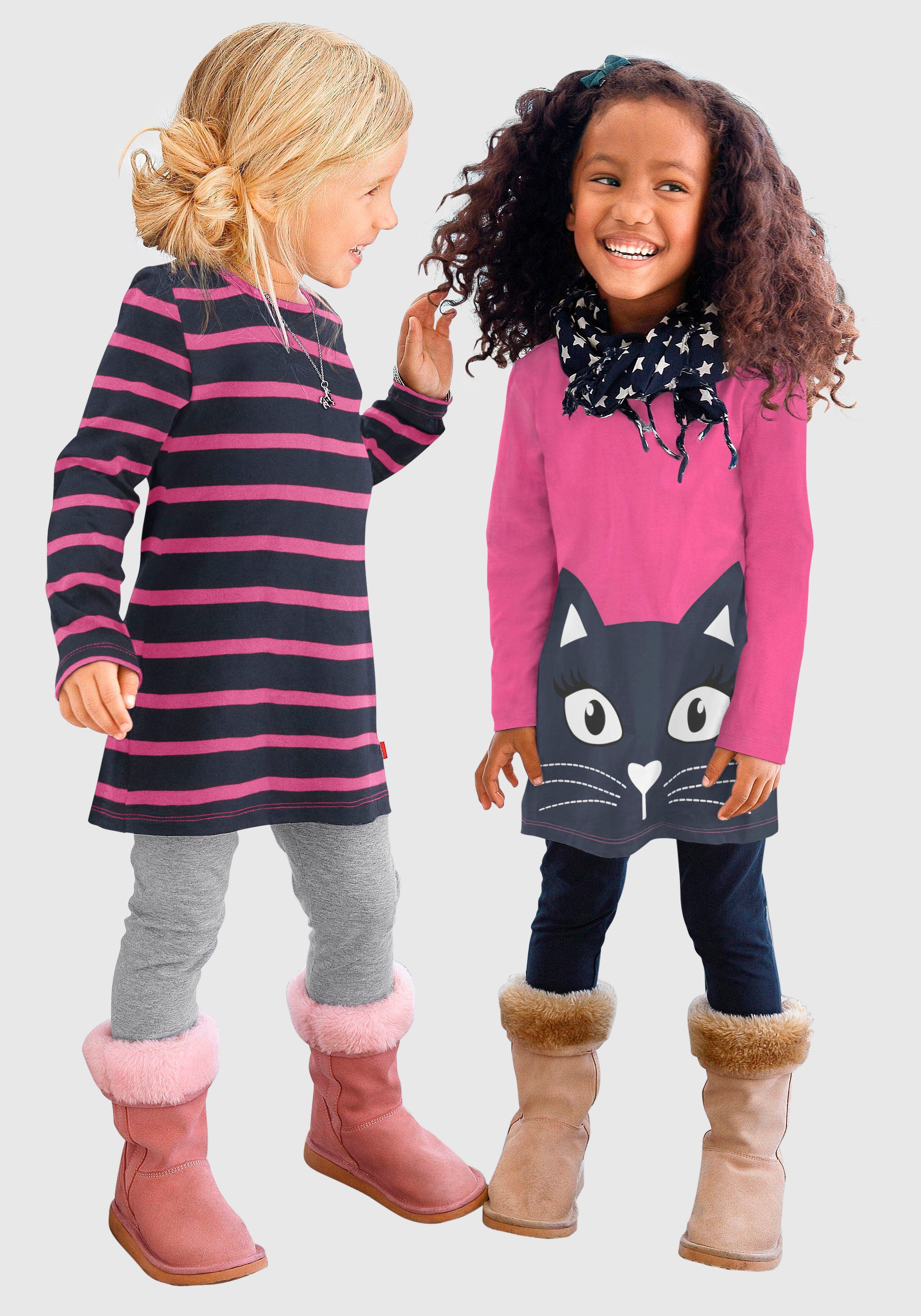 Image of KIDSWORLD Longshirt, (2 tlg., 2er-Pack), mit grossem Print und schönen Streifen bei Ackermann Versand Schweiz