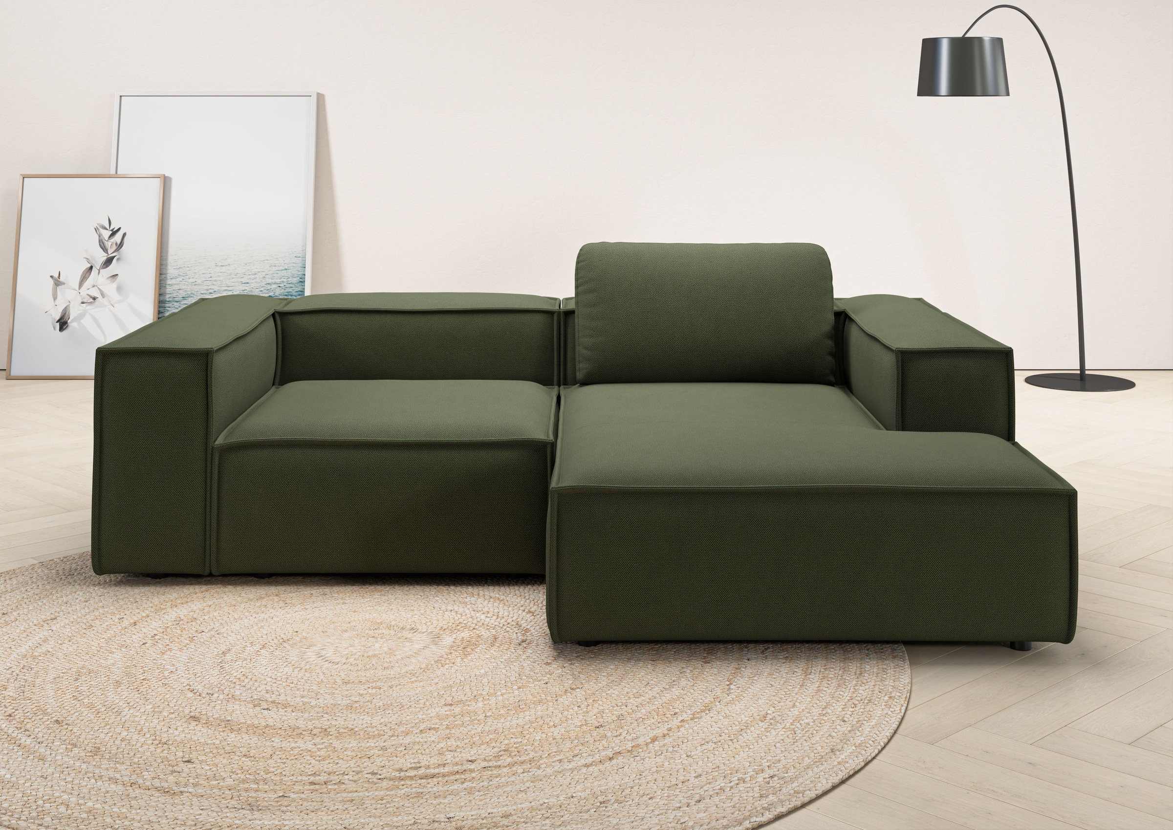 Image of Home affaire Ecksofa "Watertown, kompakte L-Form, Japandi Design, 246 cm Breite" modernes Ecksofa mit Flachgewebe PICASSO, platzsparend & bequem