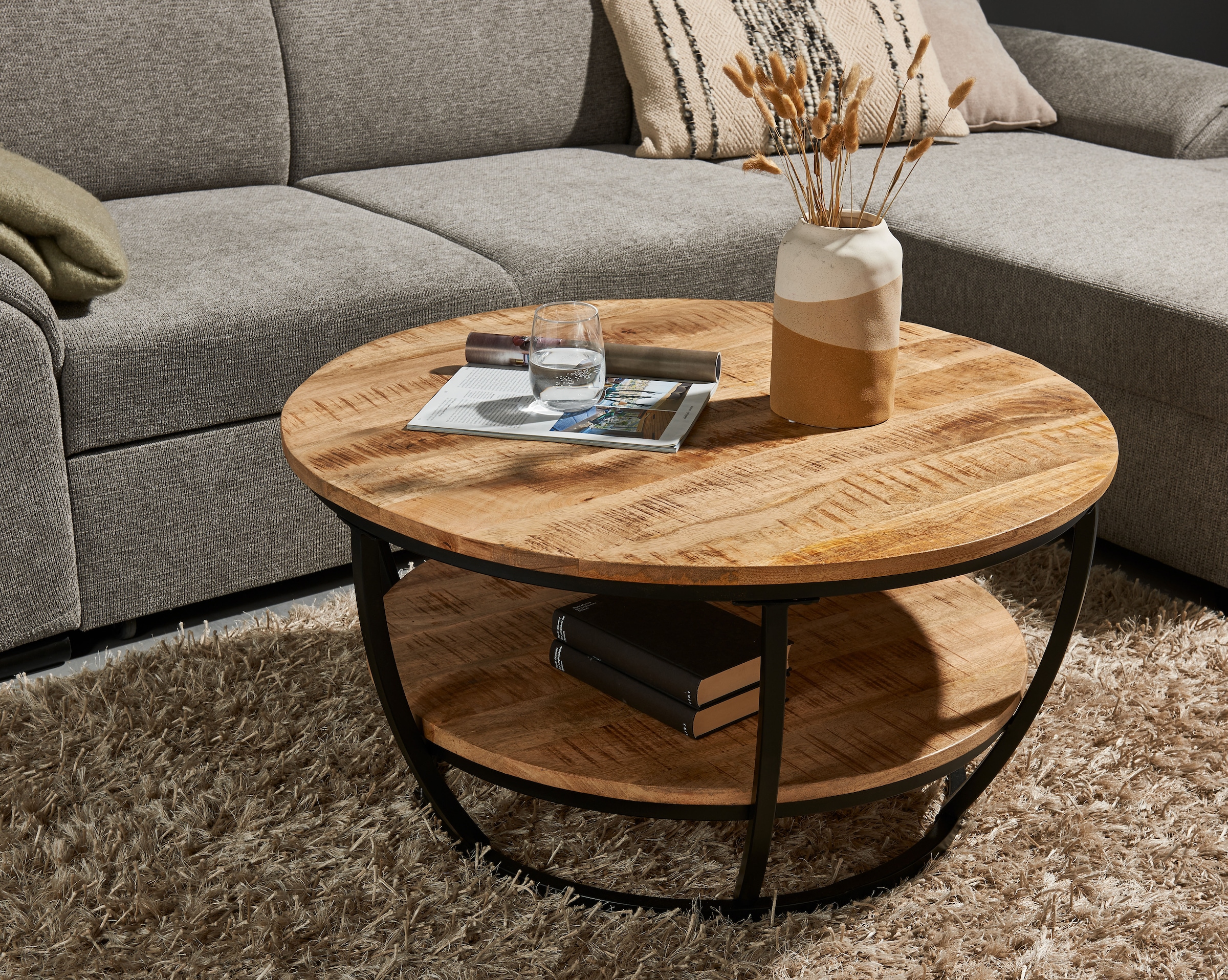 Image of Stolkom Couchtisch "Jambi" Couchtisch, OTTOs Choice, rund Massivholz mit Ablage